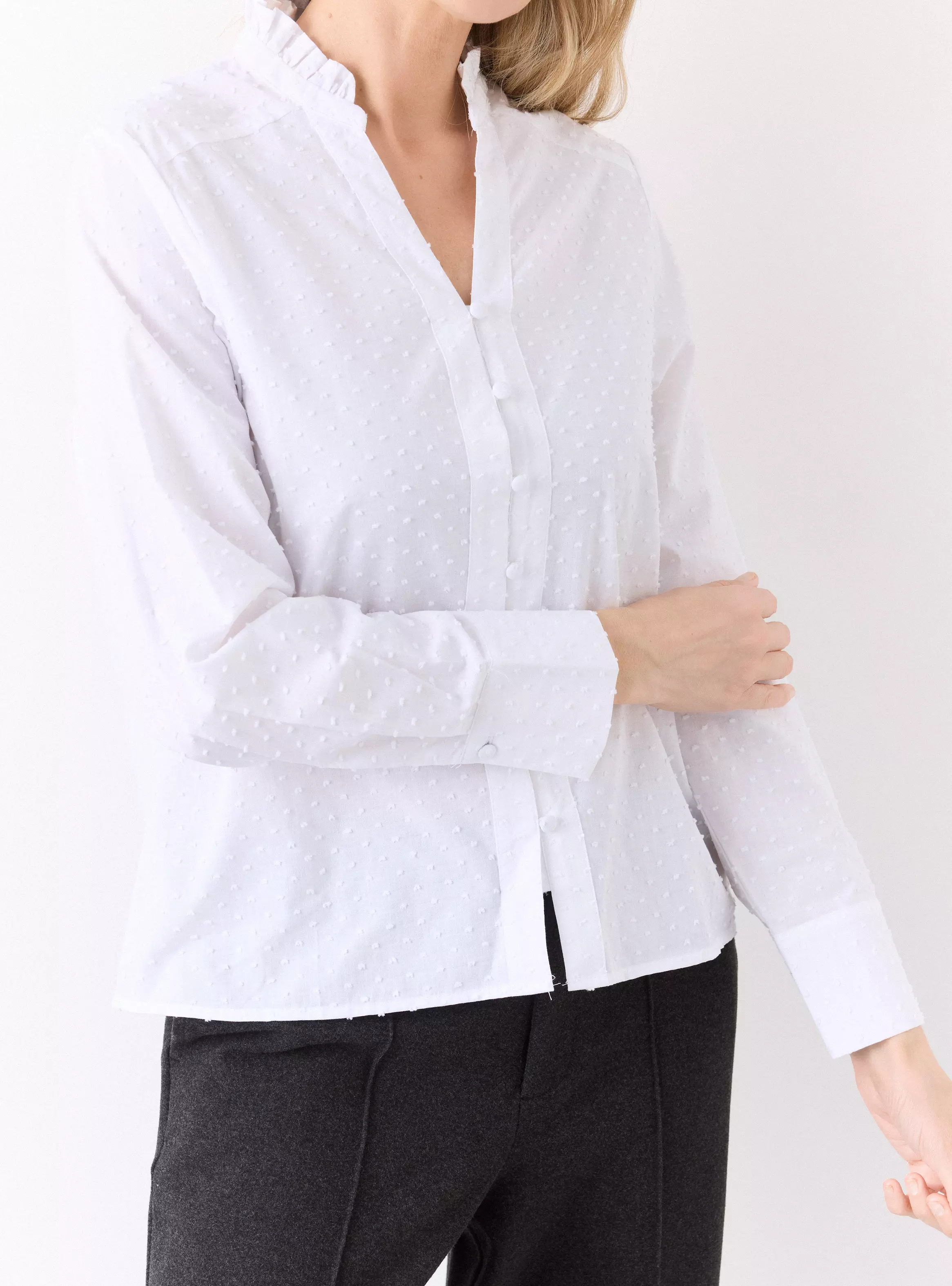 Blusa Cuello Fruncido con Volantes-2