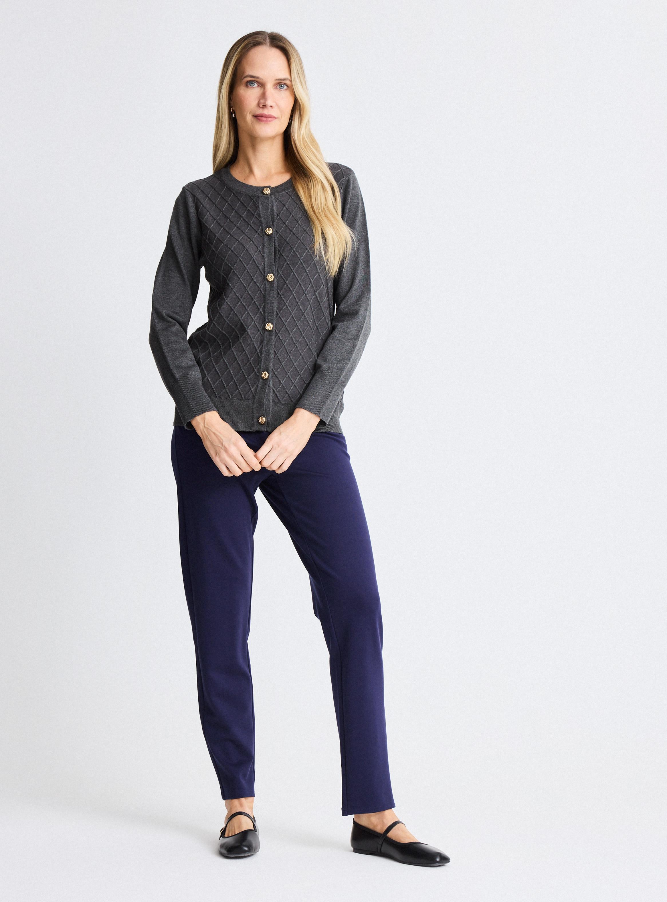 Chaleco Cárdigan con Botón Adorno-4