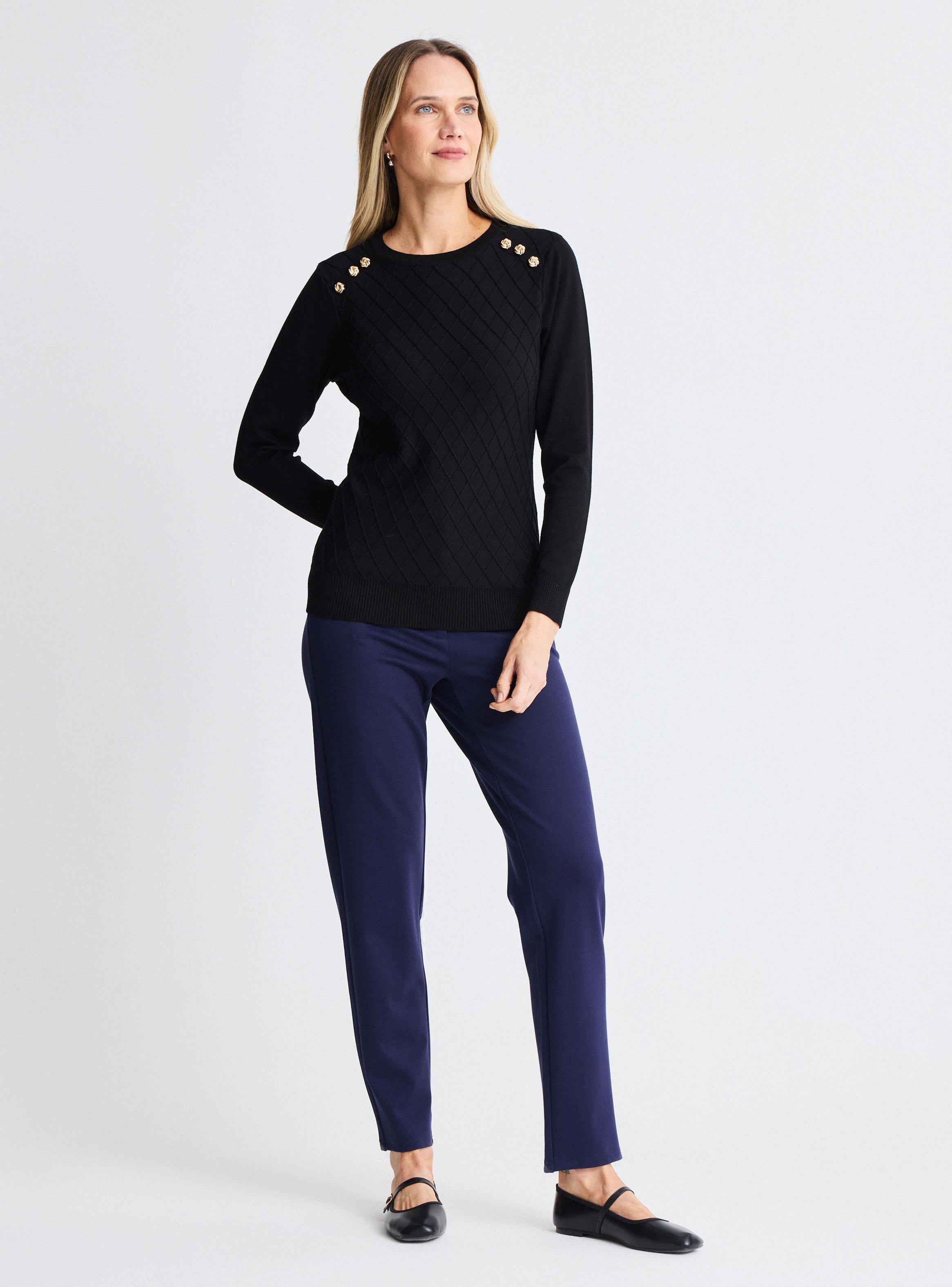 Sweater Punto Jersey con Dorno de Botones-4