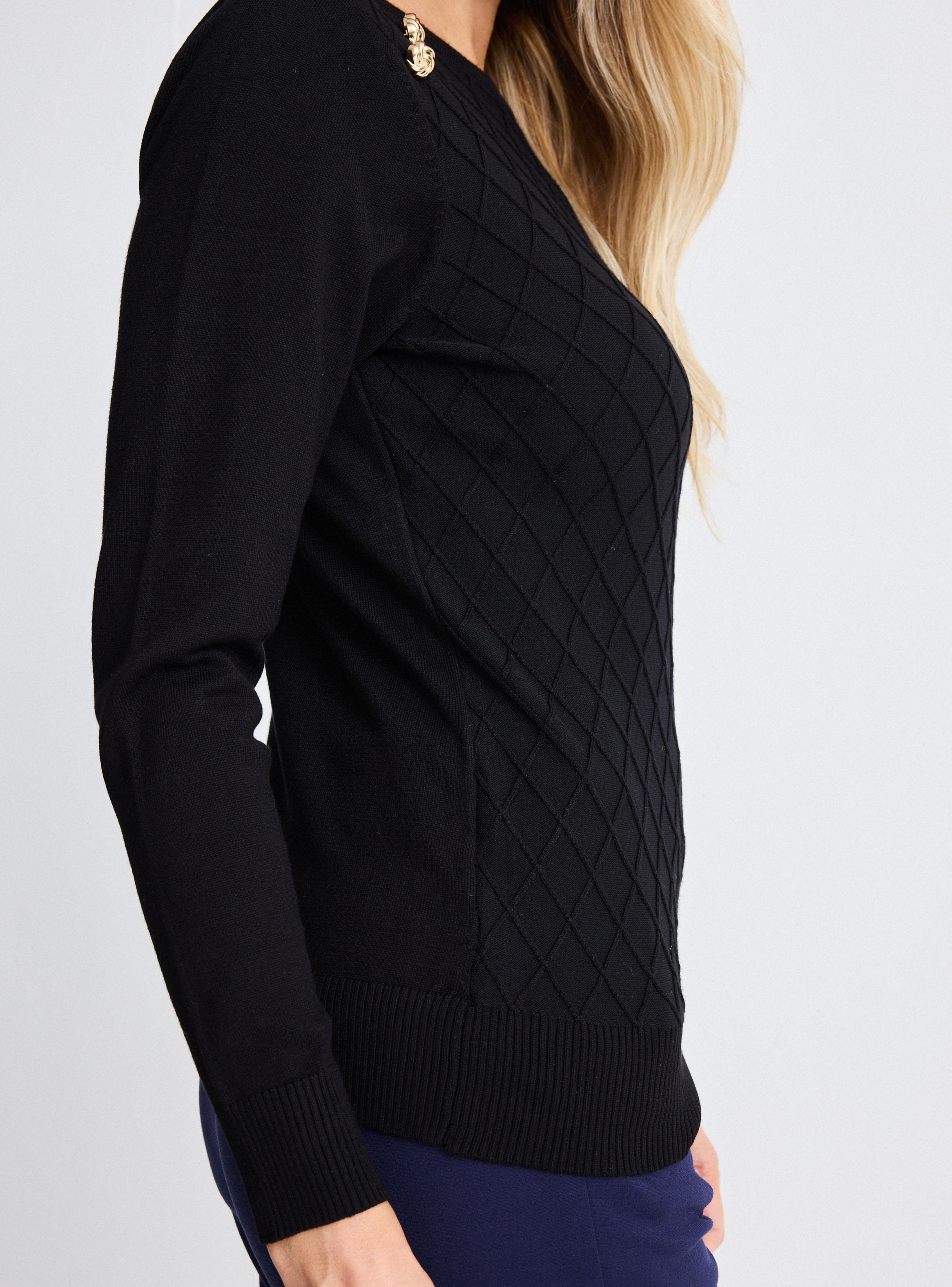 Sweater Punto Jersey con Dorno de Botones-3