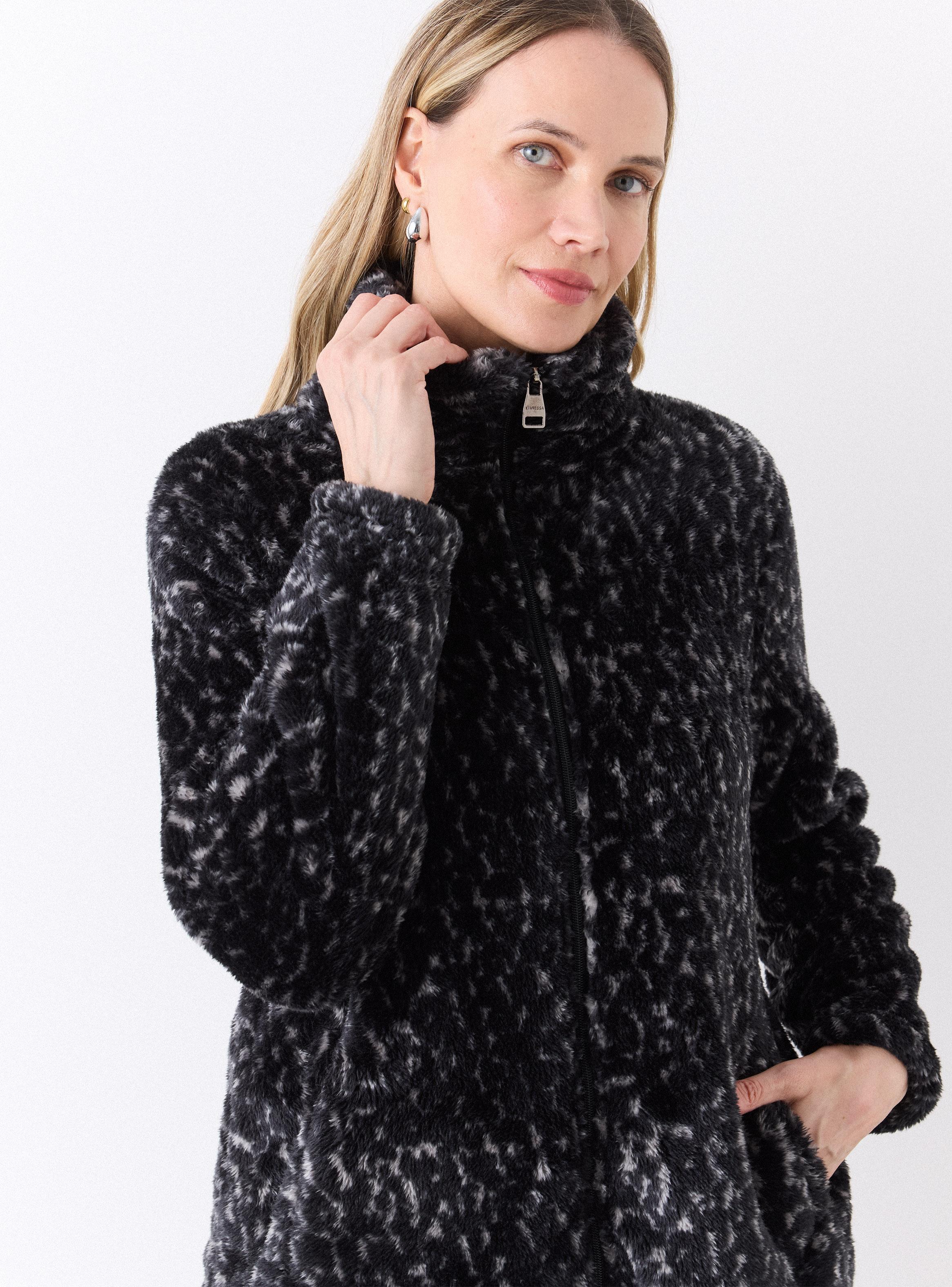 Chaqueta Pelo Sintético con Diseño Animal Print-2