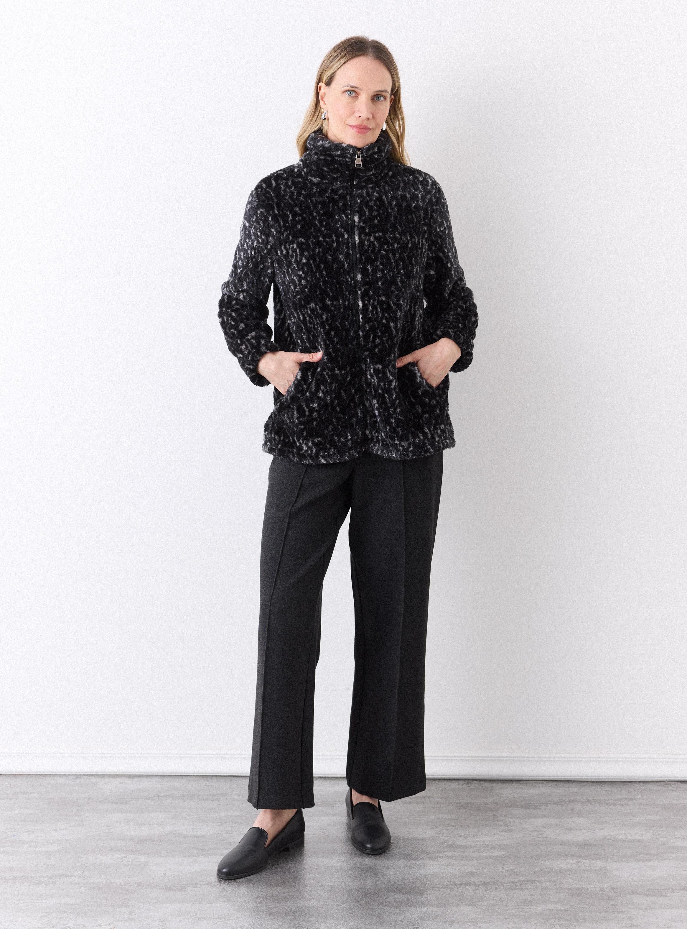 Chaqueta Pelo Sintético con Diseño Animal Print-4