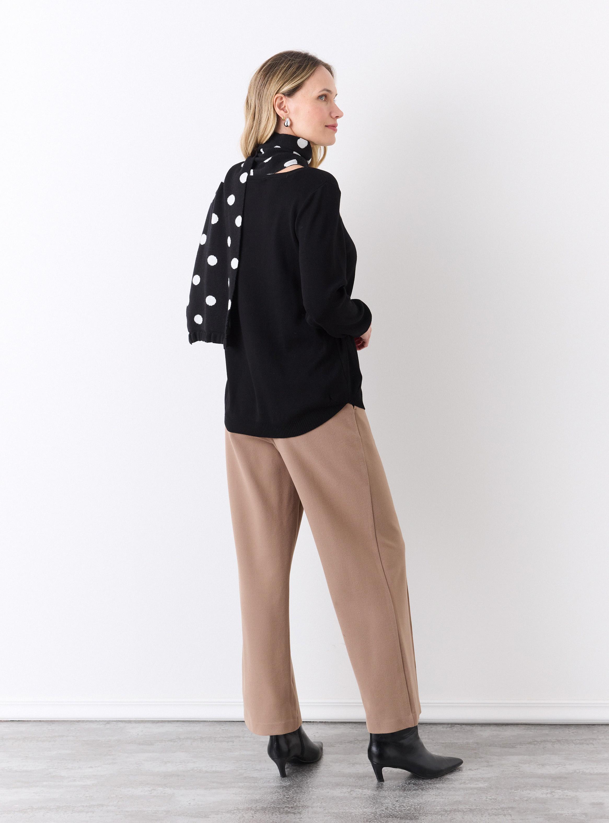 Sweater Cárdigan con Bufanda Dos en Uno Lunares-5