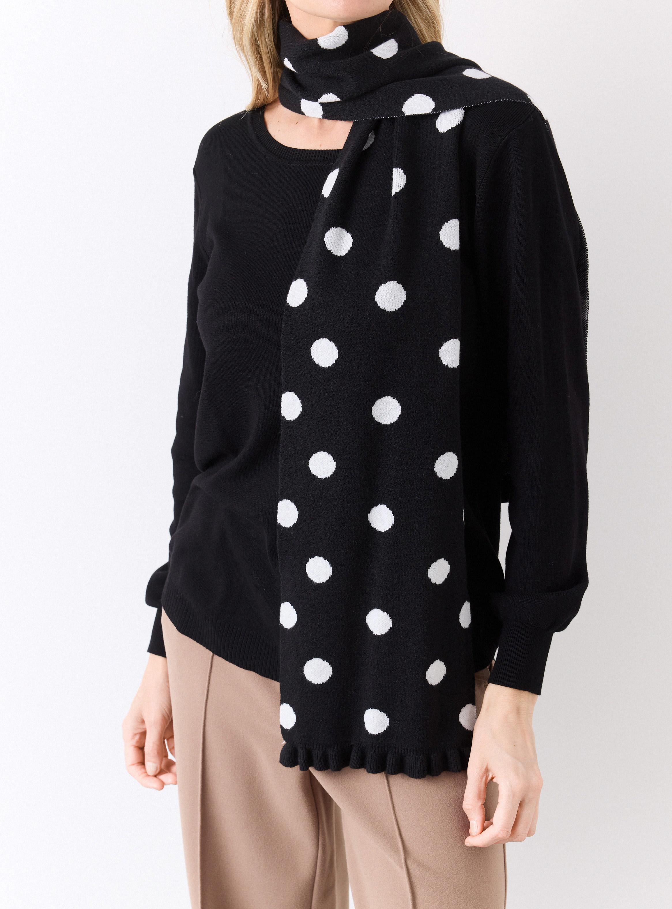 Sweater Cárdigan con Bufanda Dos en Uno Lunares-3