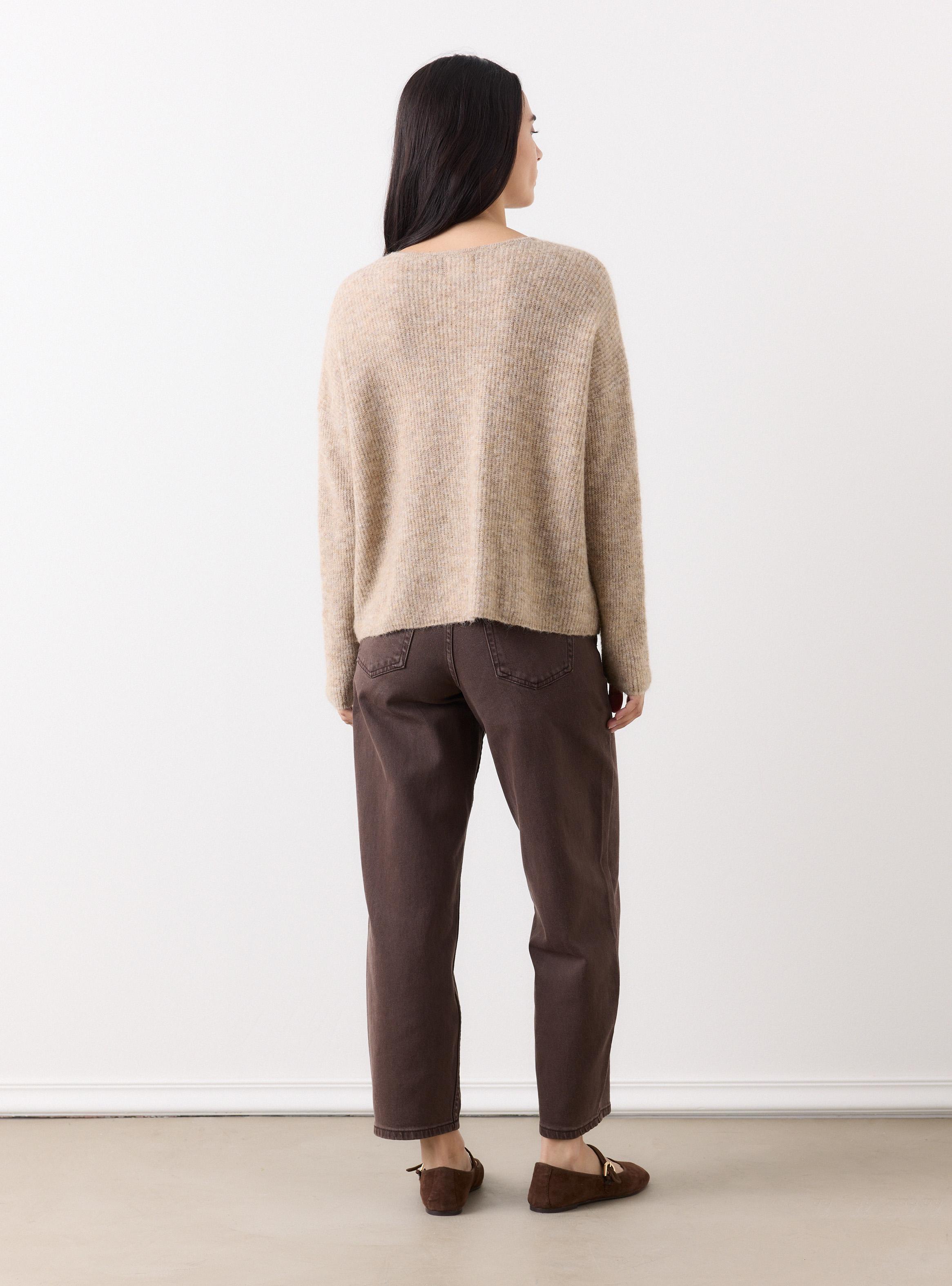 Chaleco Mezcla con Lana y Mohair Tacto Suave Abotonado-5