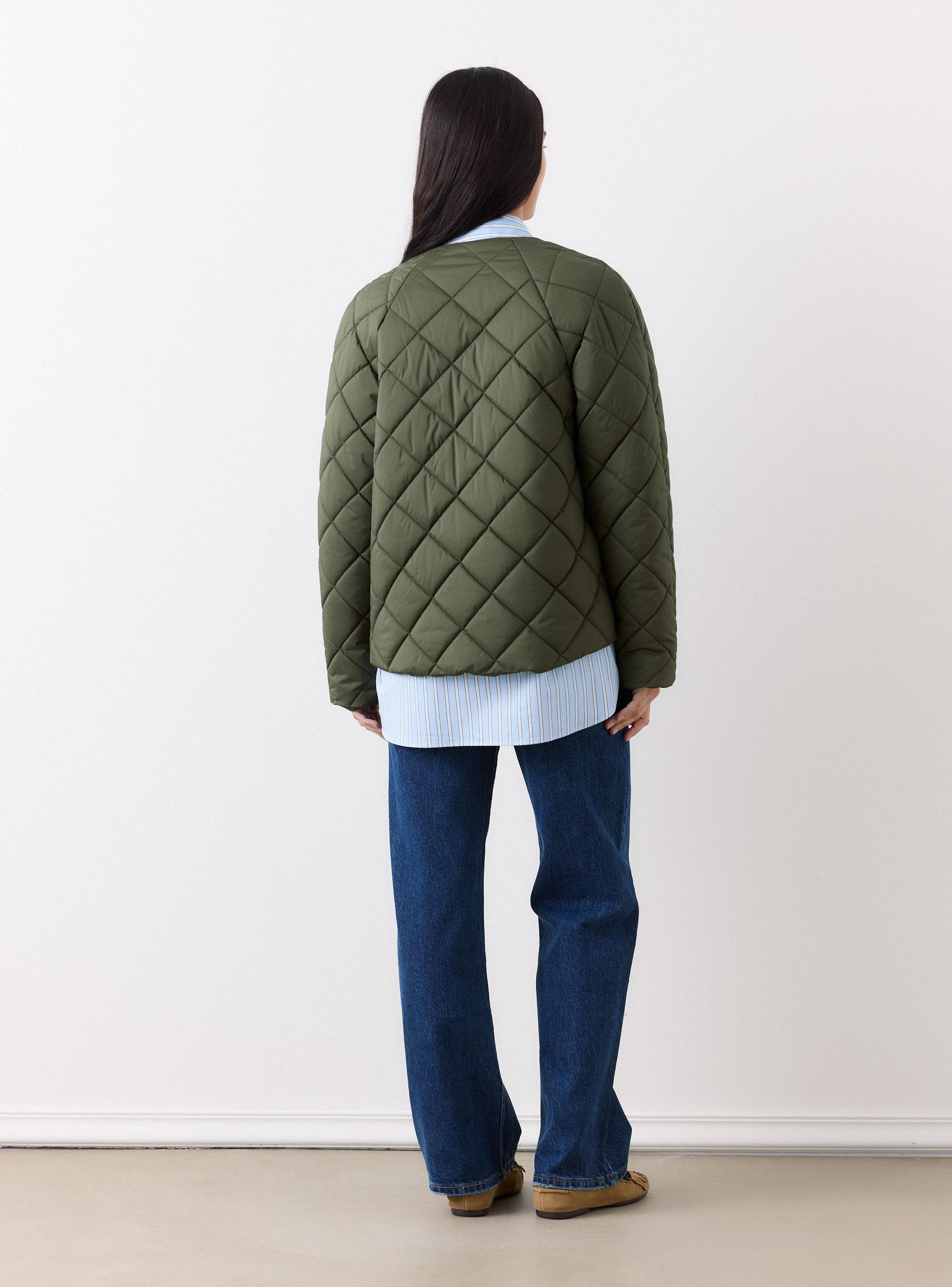 Parka Diseño Acolchado Tipo Diamante Acolchado Liviano-5