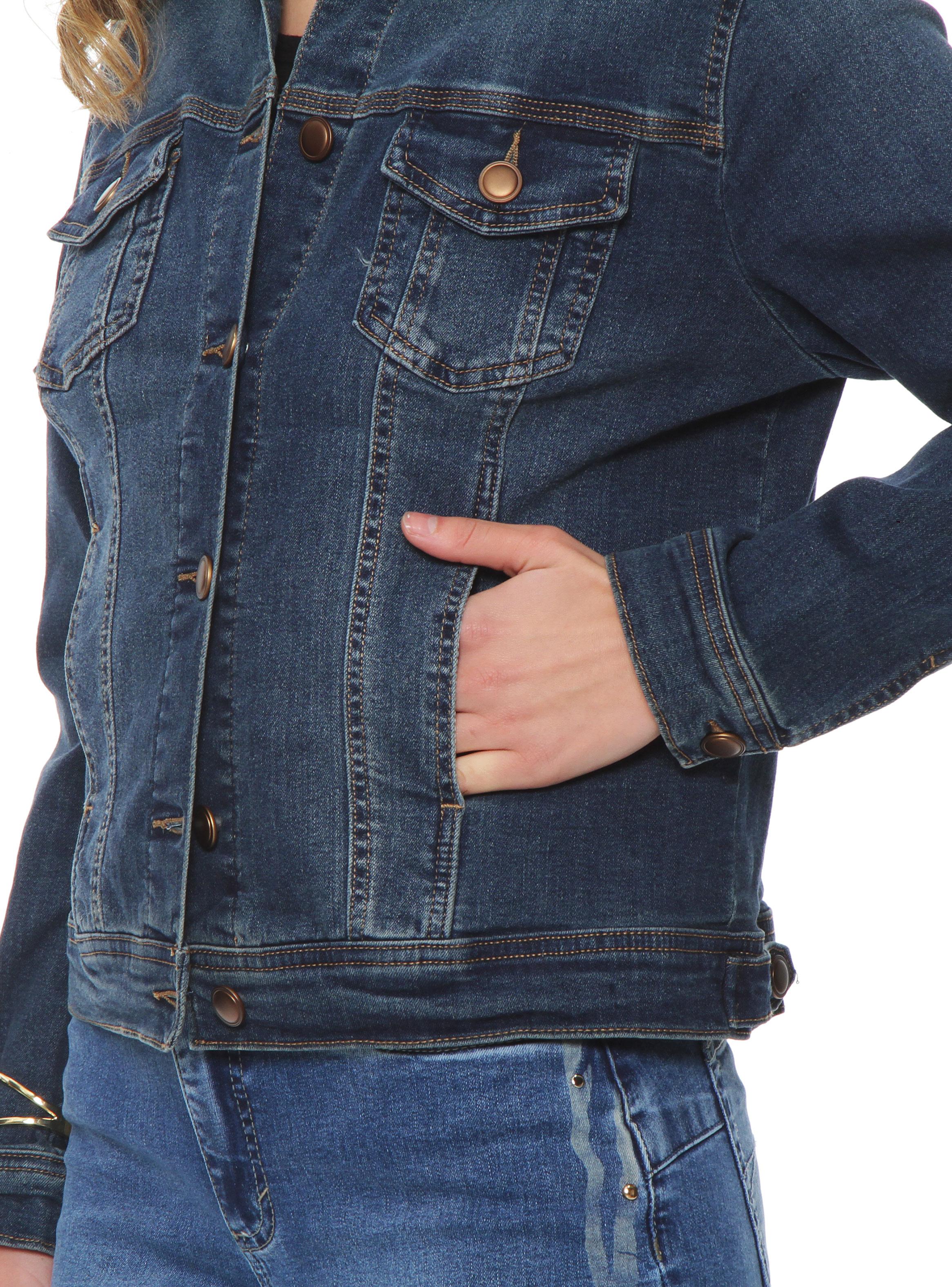 Chaqueta Denim de Manga Larga con Bolsillos-2