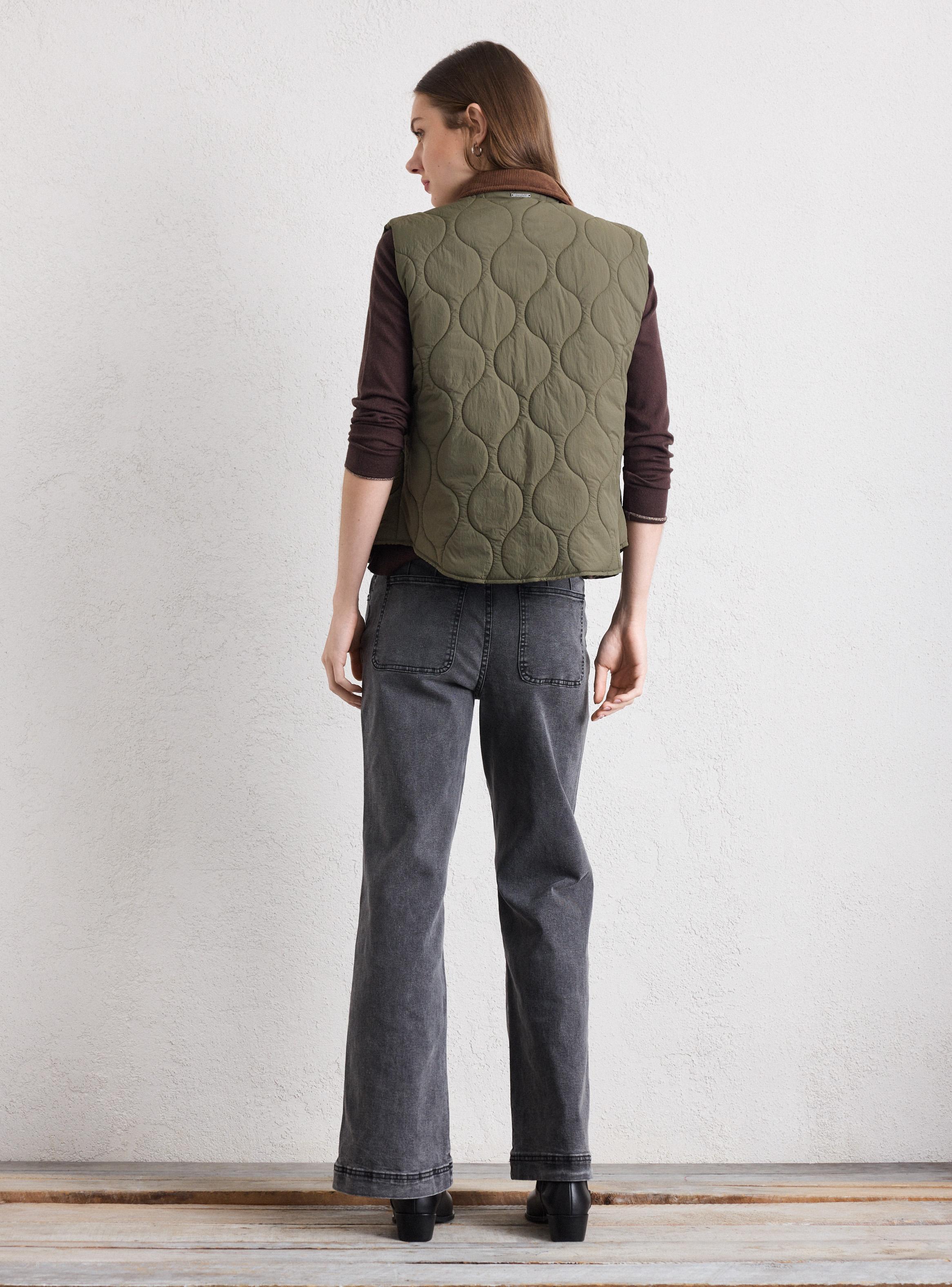 Parka sin Mangas con Cuello de Cotelé Contrastado-5