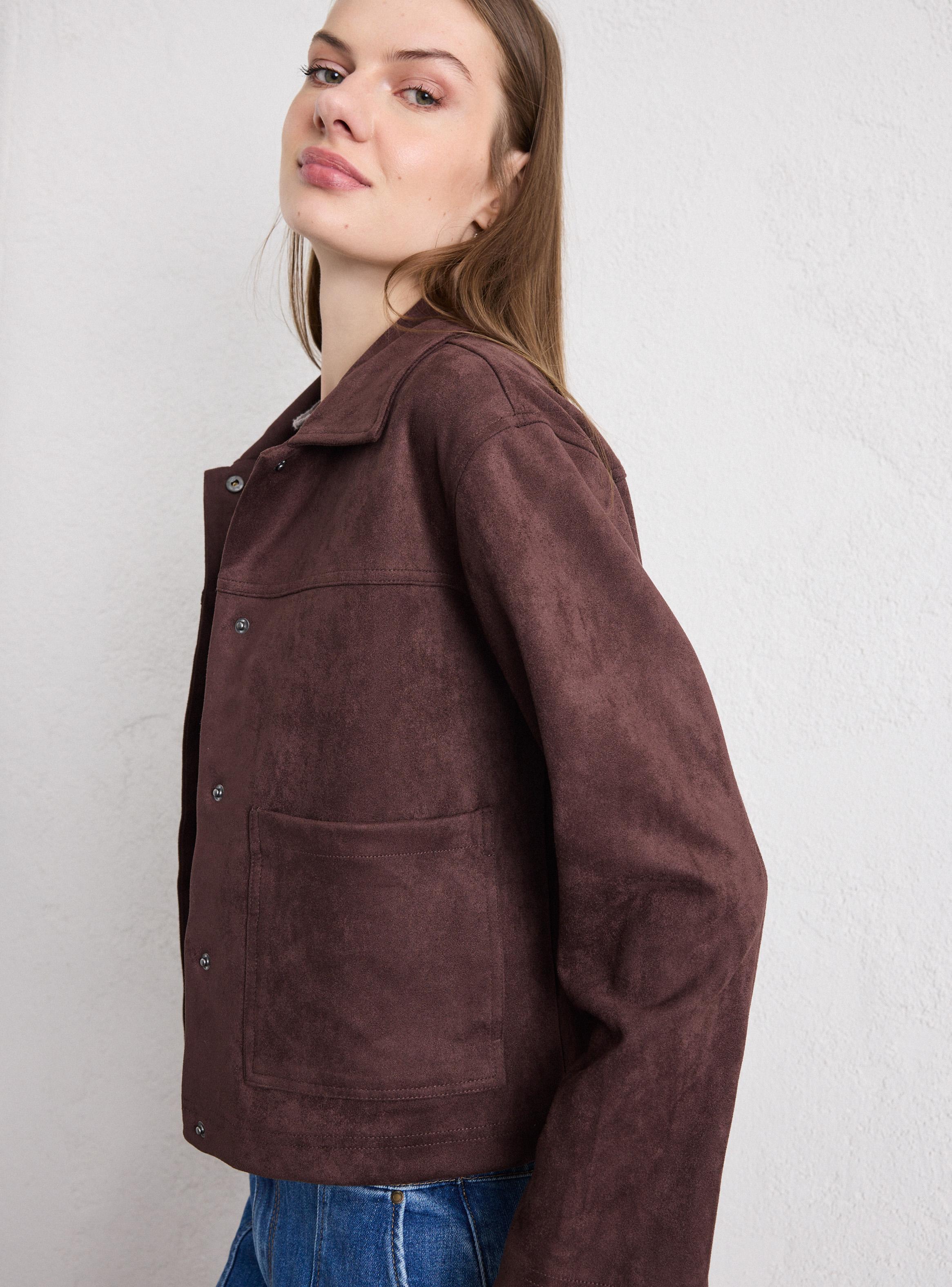 Chaqueta Trucker Sintética con Botón Forrado-2