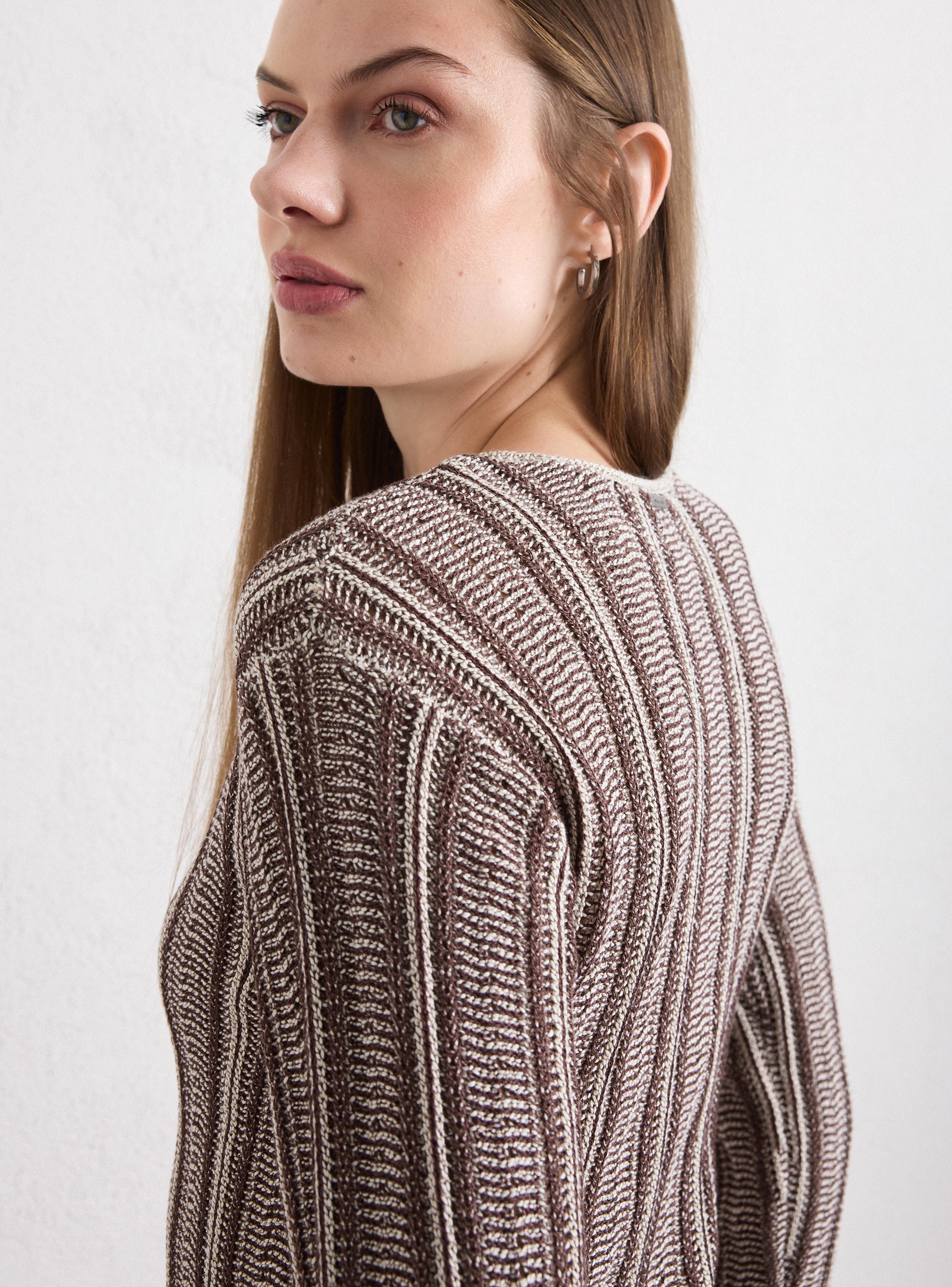 Sweater Tejido de Cordón Bicolor-3