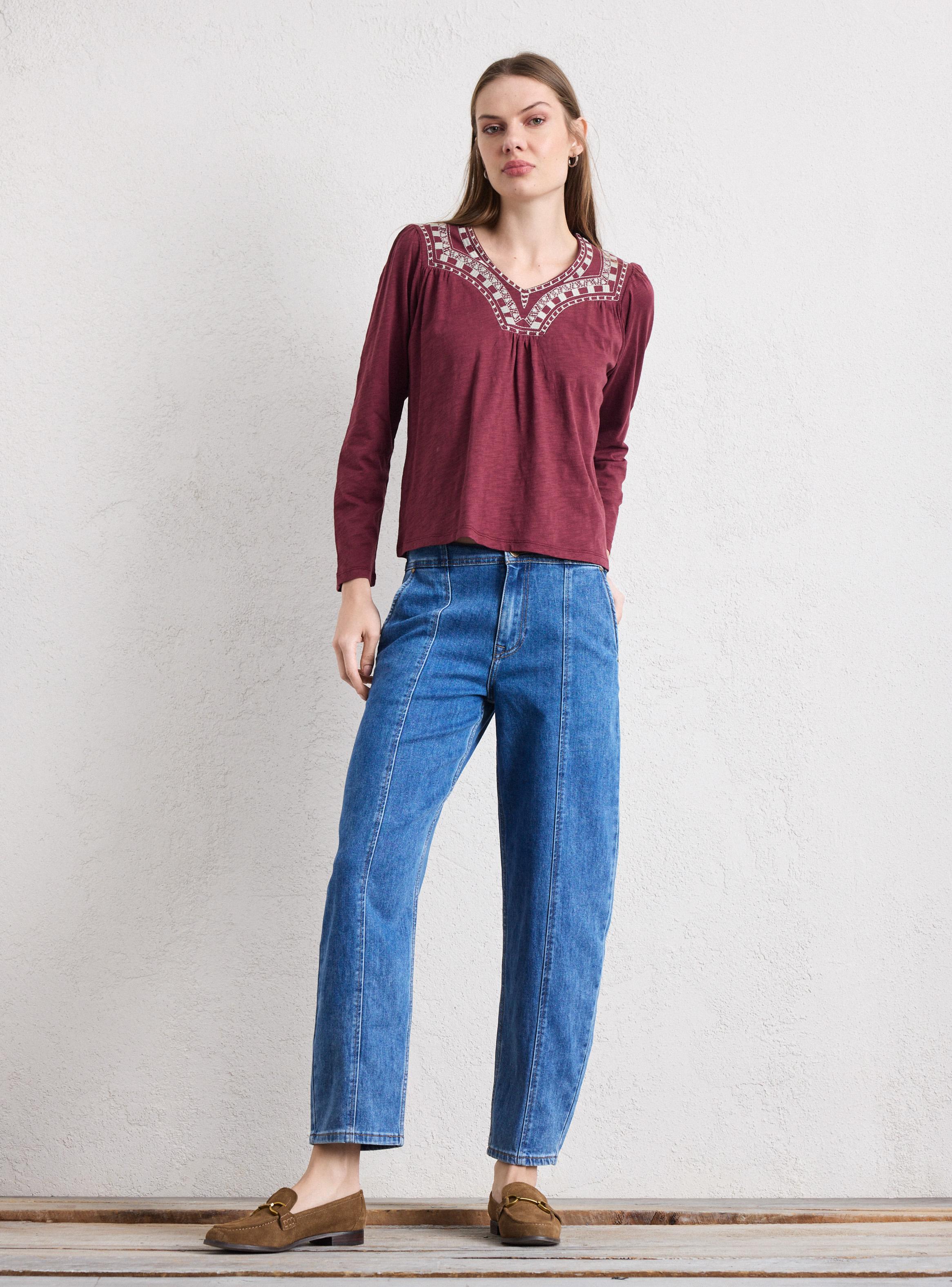 Jeans Ballon Liviano con Corte Central-4