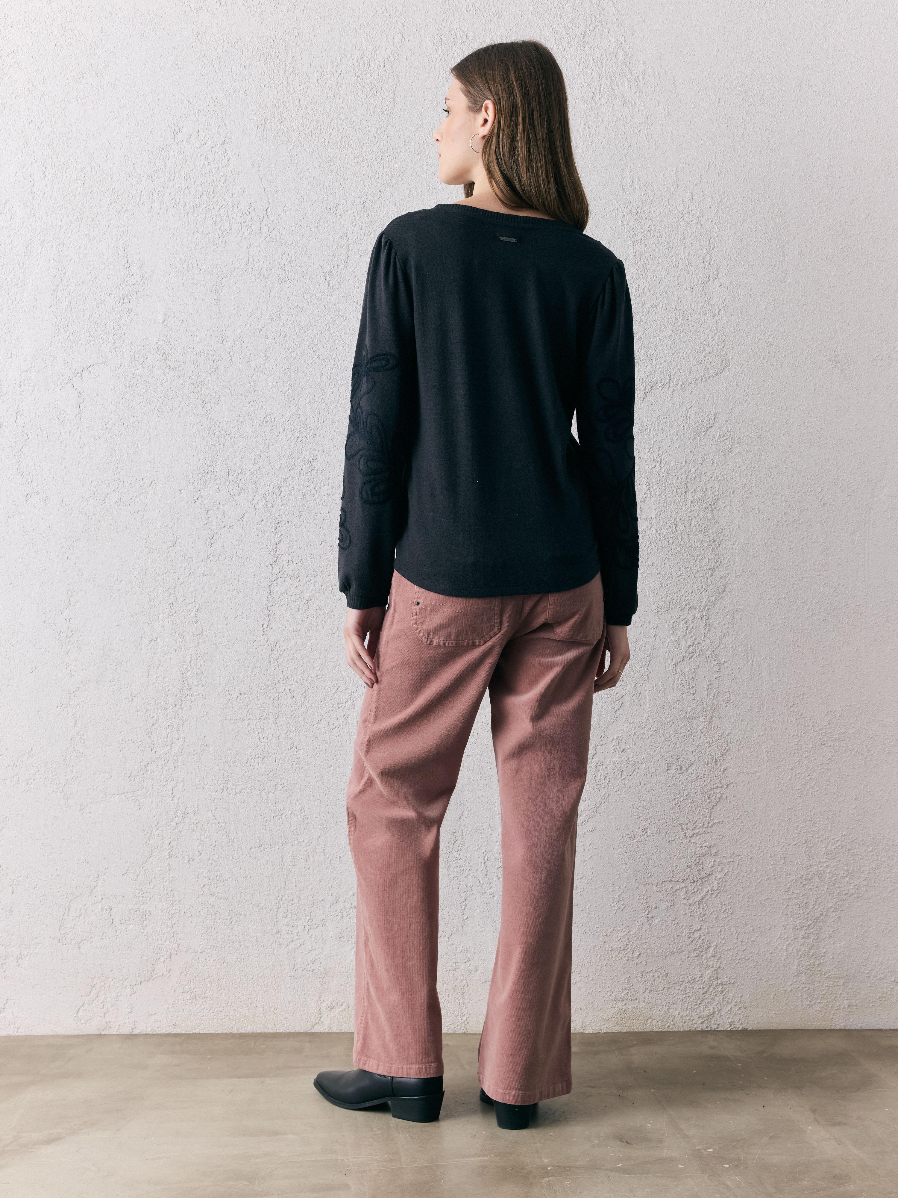 Polera Tejida con Bordado en Mangas-5