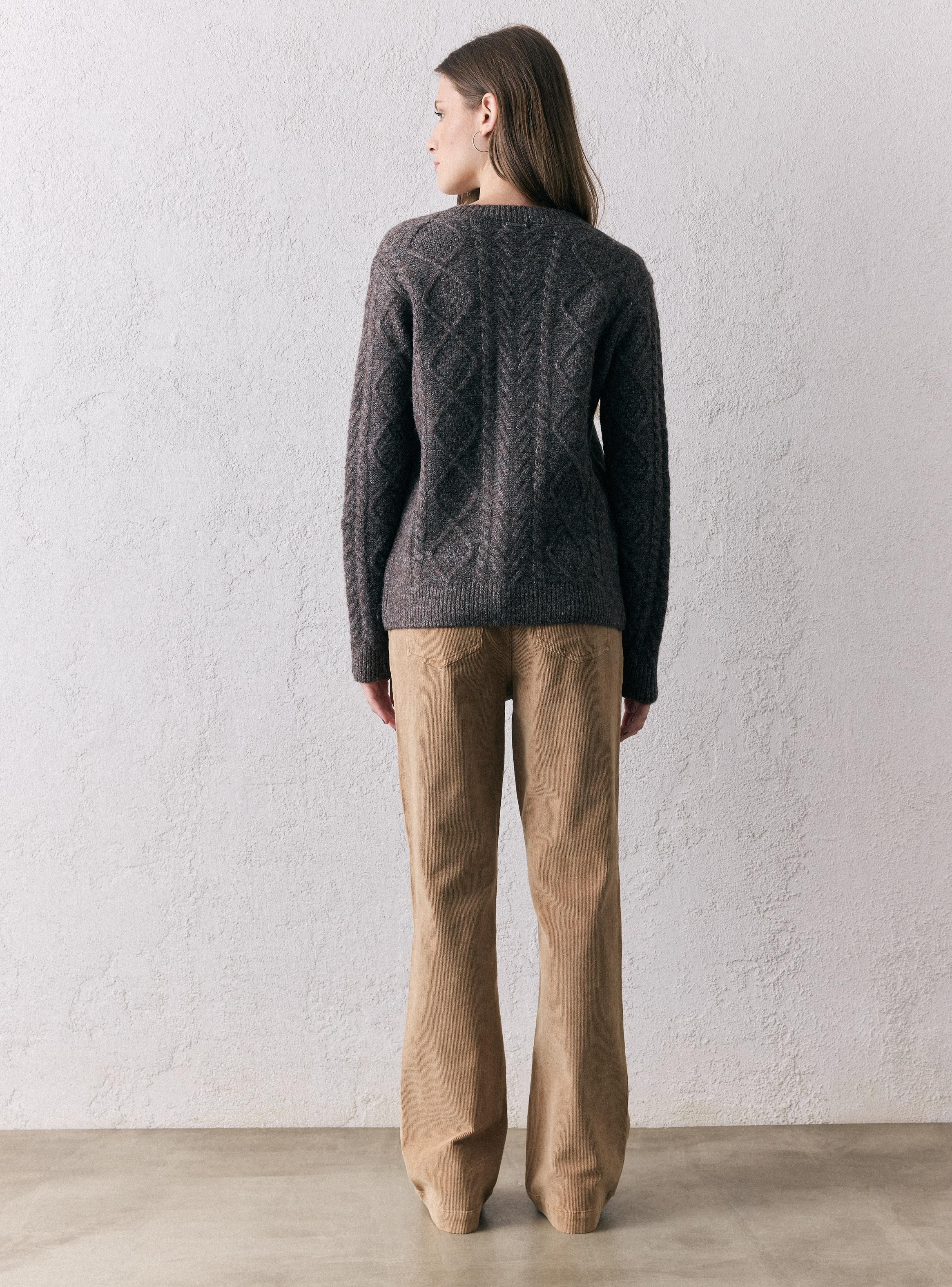 Chaleco Trenzado con Tejido Jaspeado-5