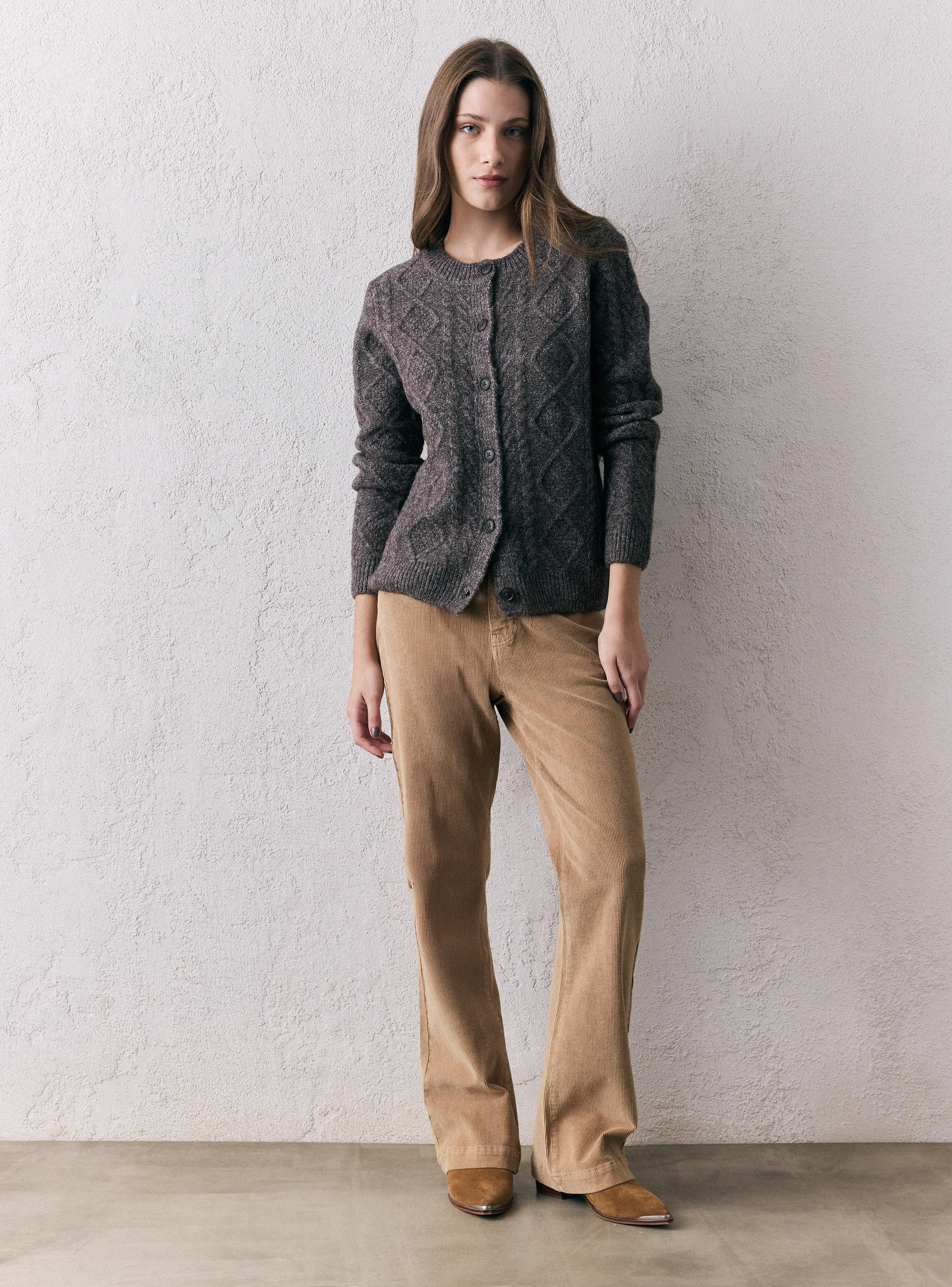 Chaleco Trenzado con Tejido Jaspeado-4