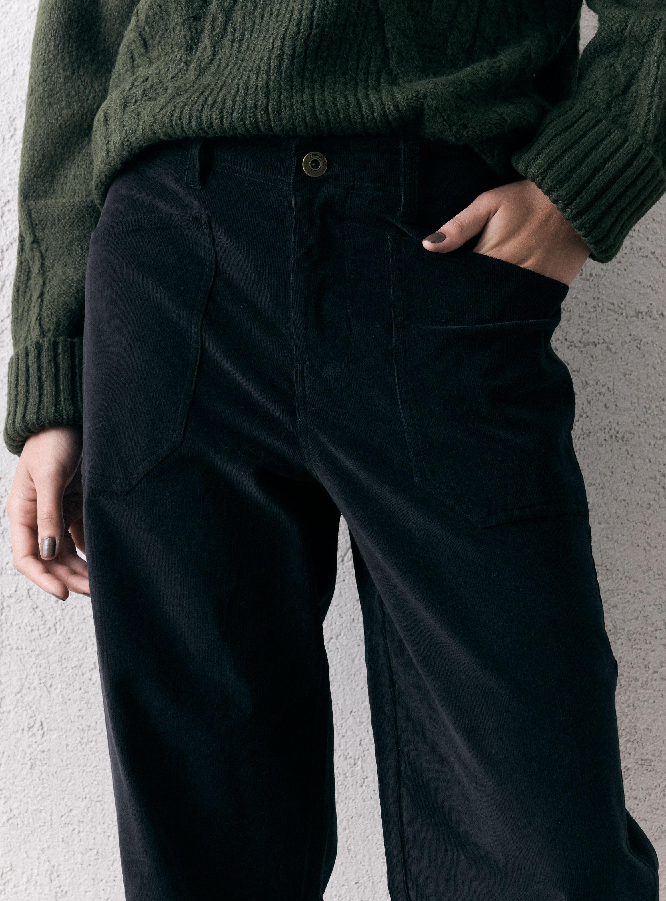 Pantalón Pierna Ancha de Cotelé Delgado-2