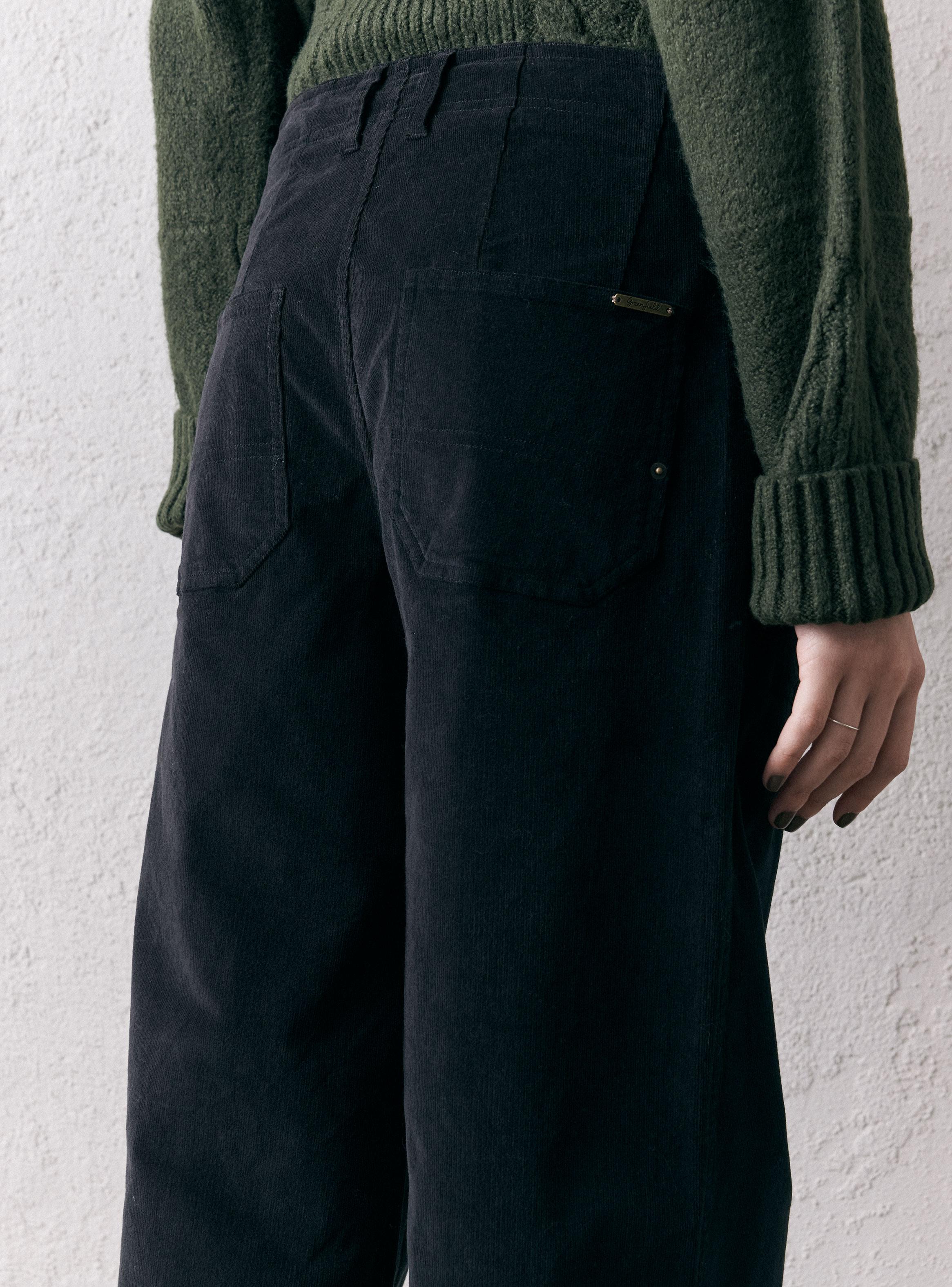 Pantalón Pierna Ancha de Cotelé Delgado-3