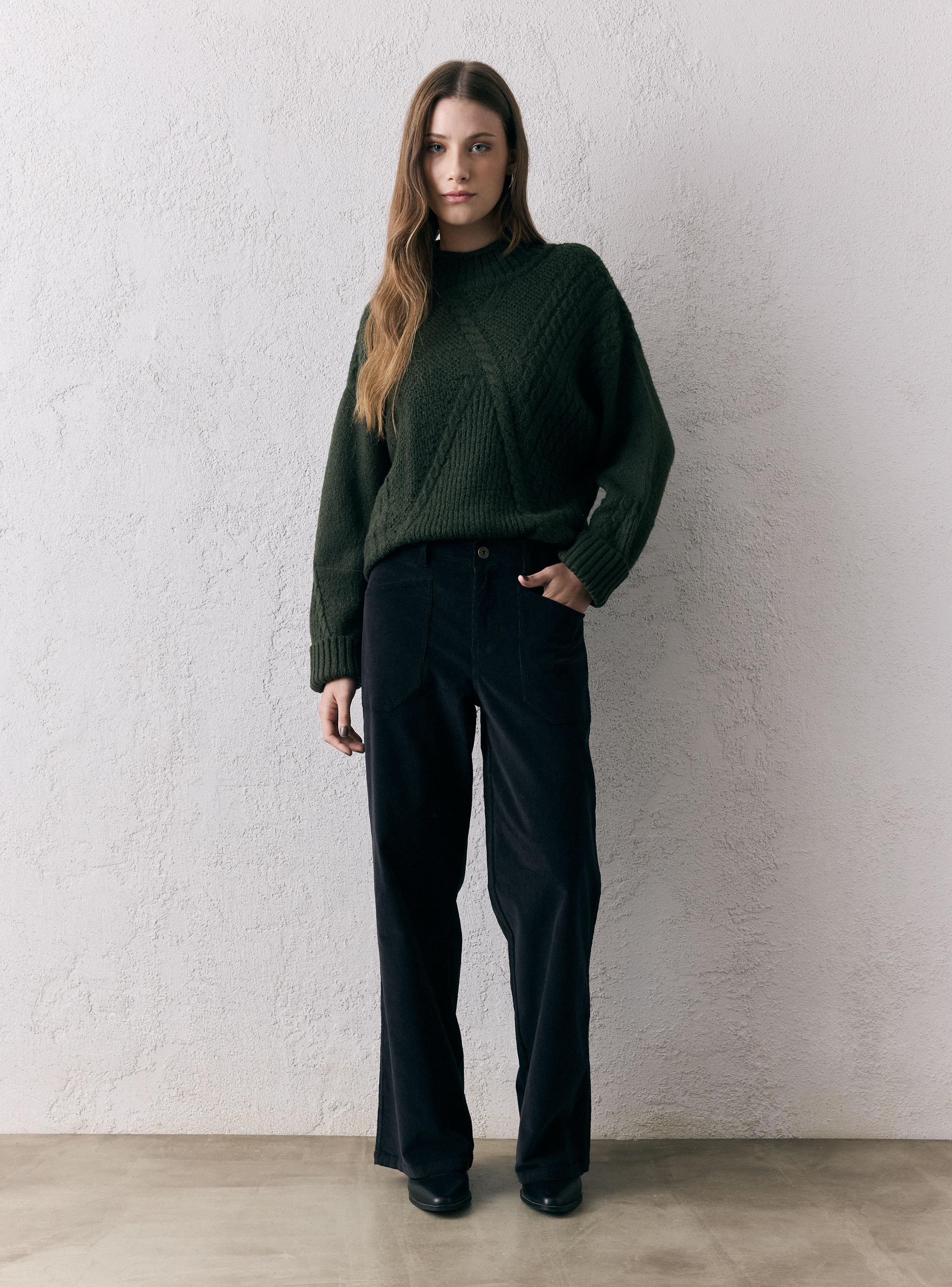 Pantalón Pierna Ancha de Cotelé Delgado-4