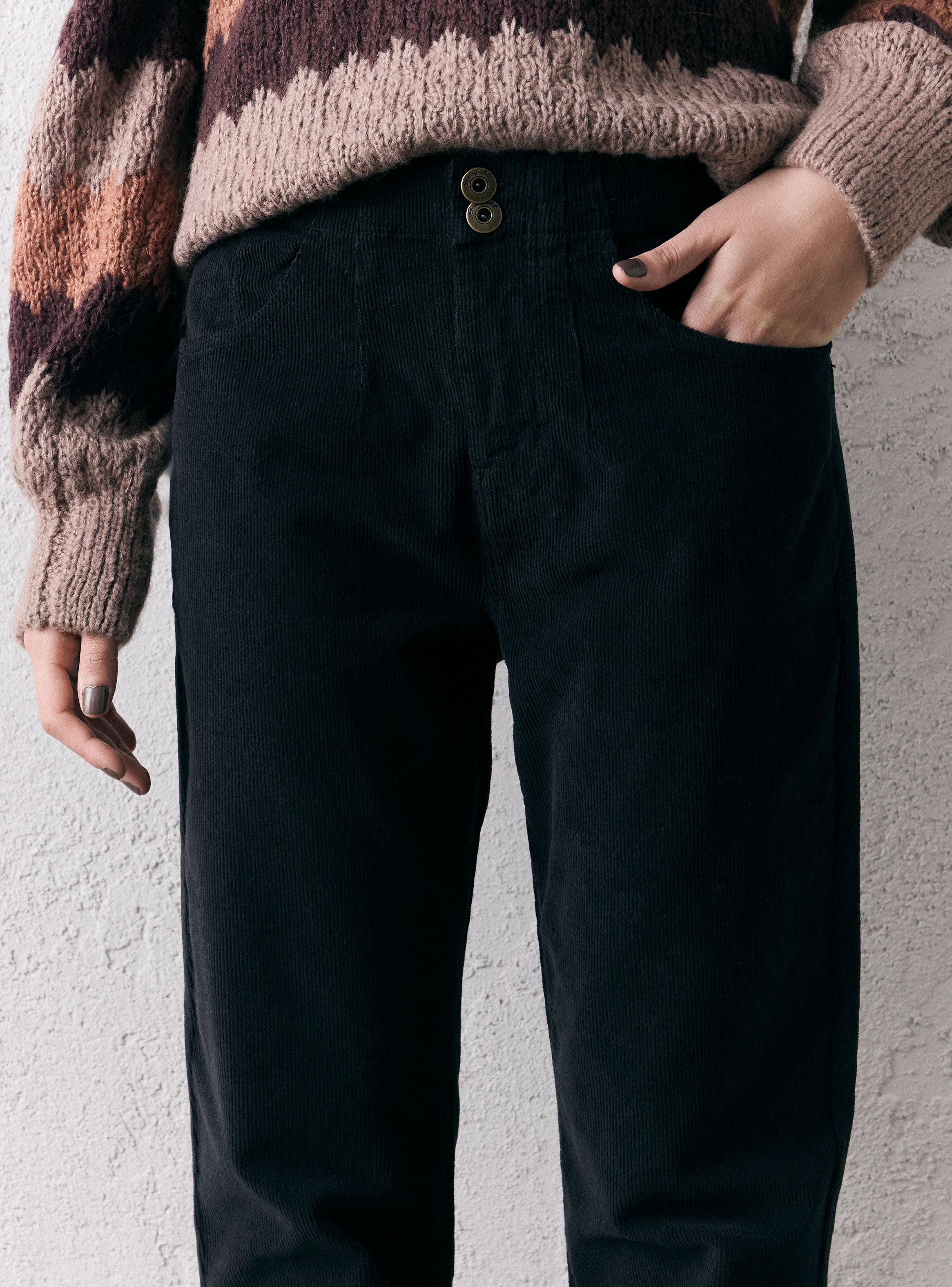 Pantalón Pierna Recta de Cotelé Delgado-2