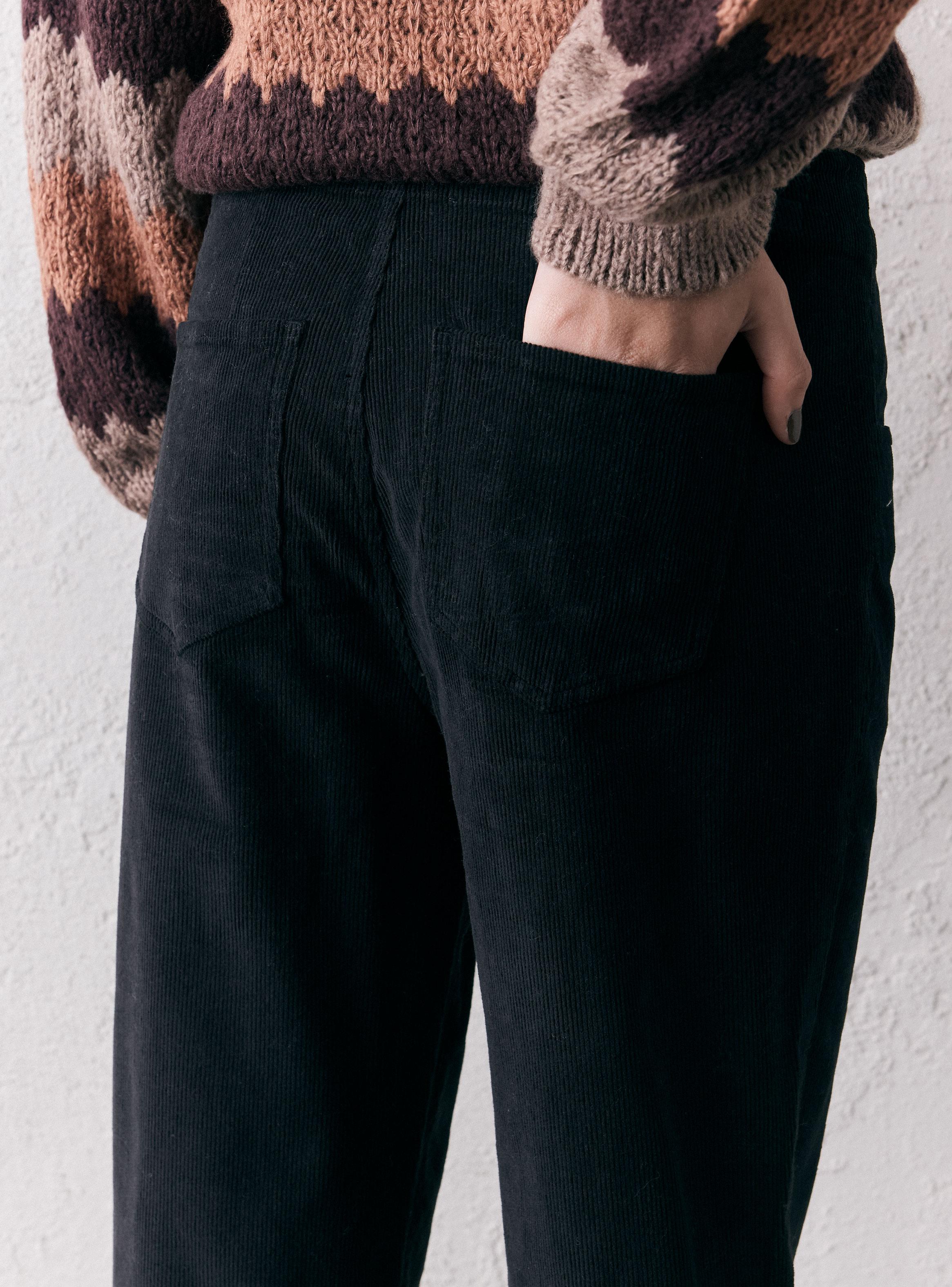 Pantalón Pierna Recta de Cotelé Delgado-3