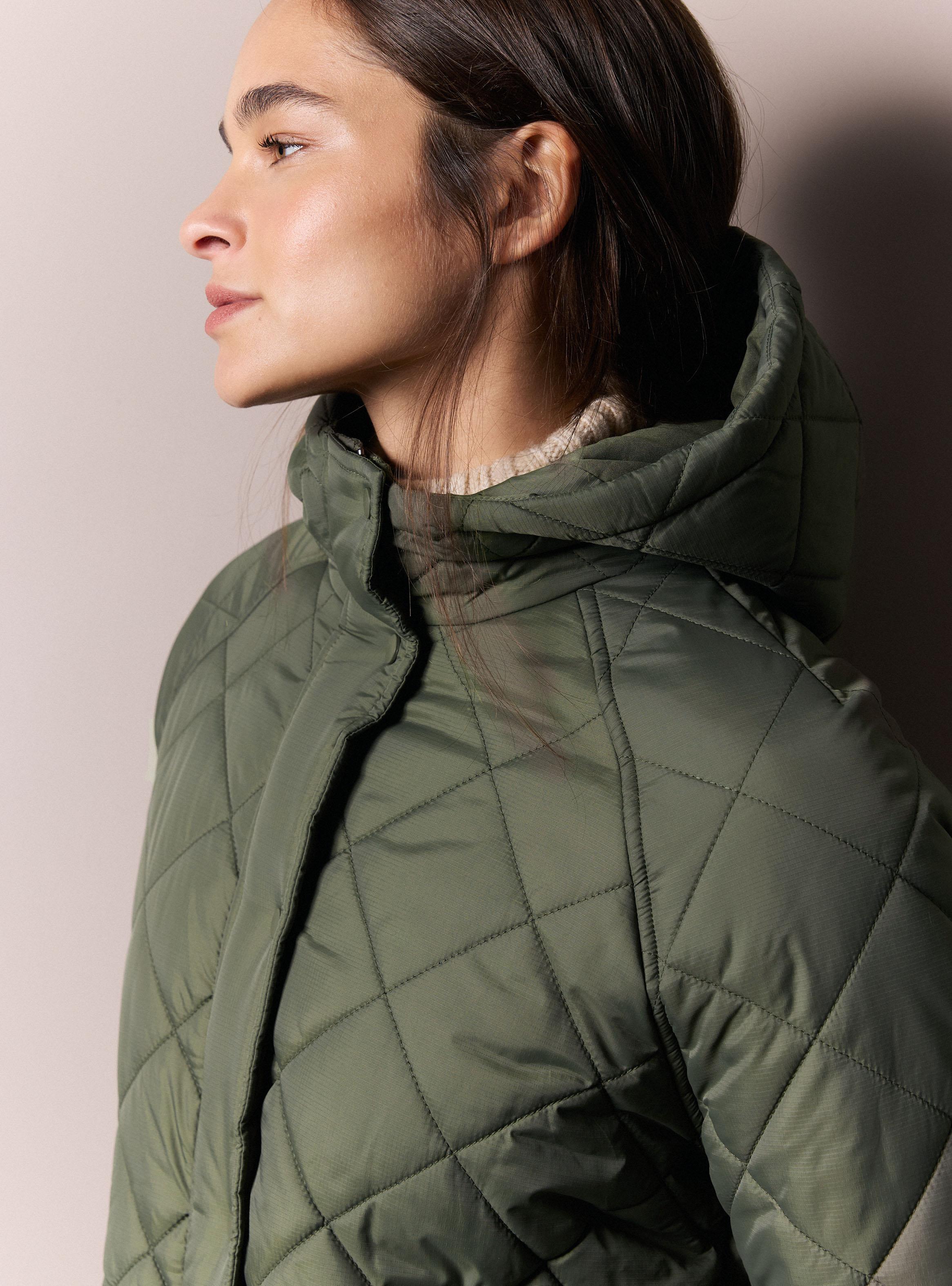 Parka con Gorro Acolchada de Rombos-3