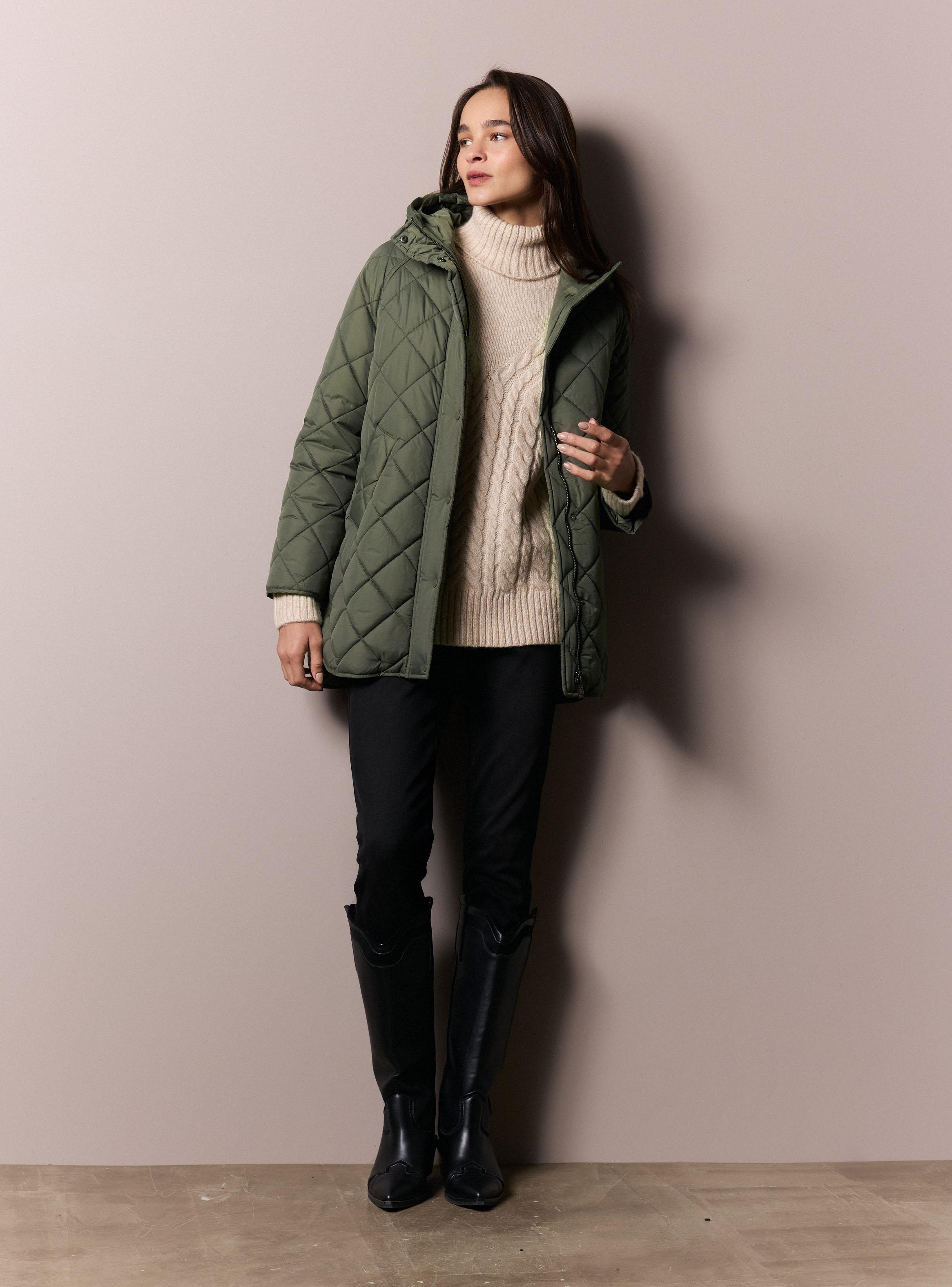 Parka con Gorro Acolchada de Rombos-4