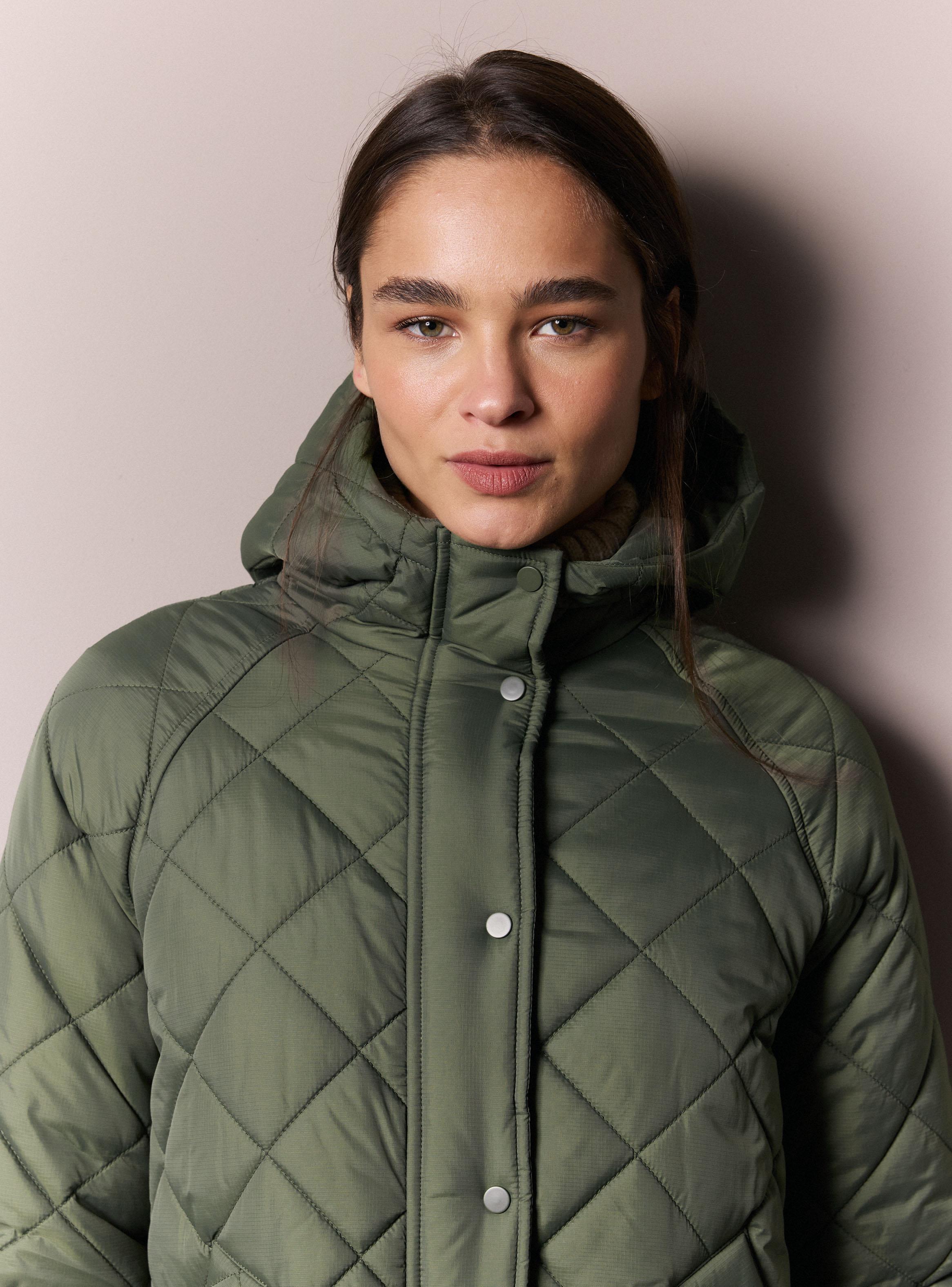 Parka con Gorro Acolchada de Rombos-2