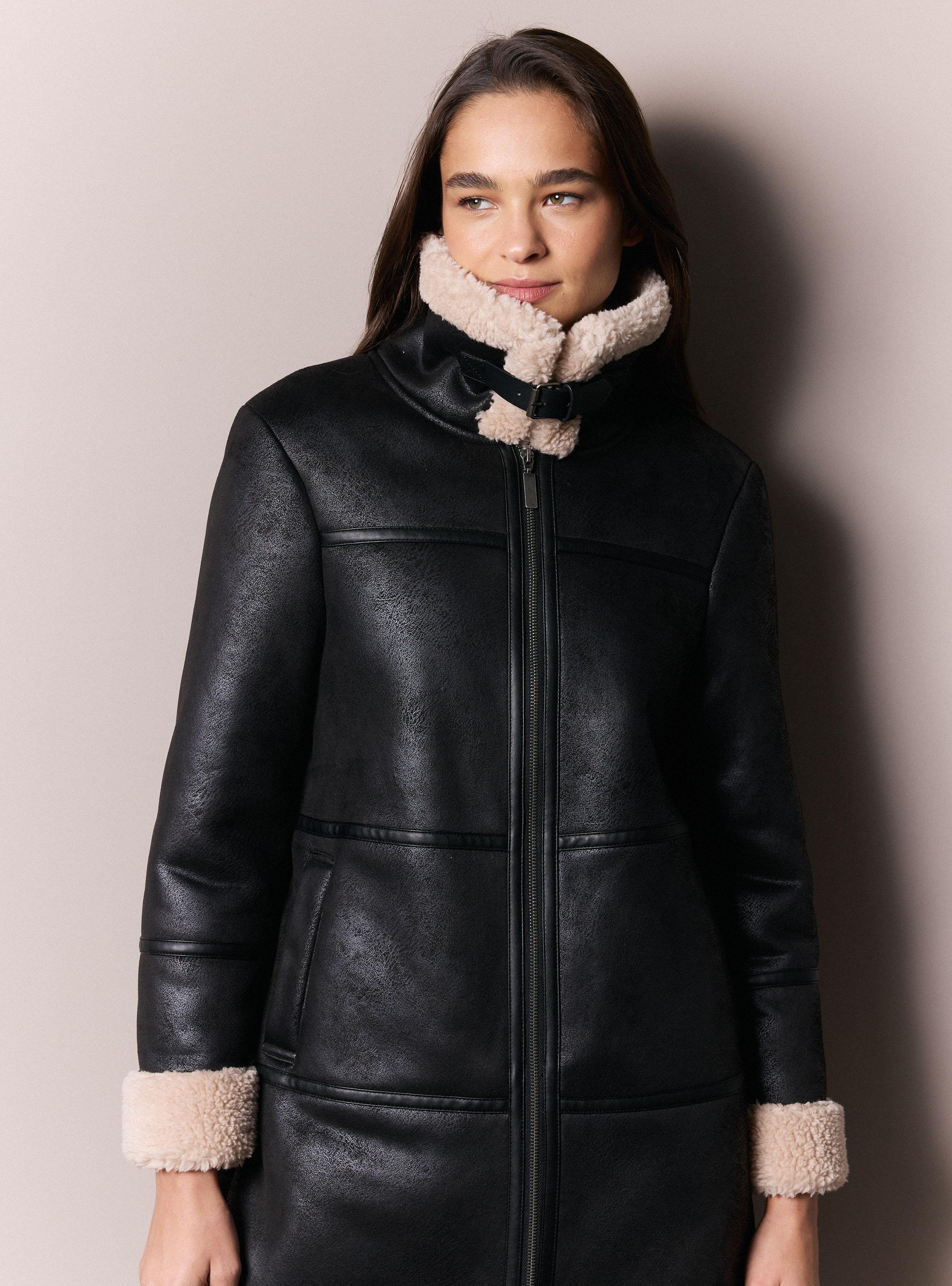 Chaqueta Agamuzada Larga con Piel Interior-3