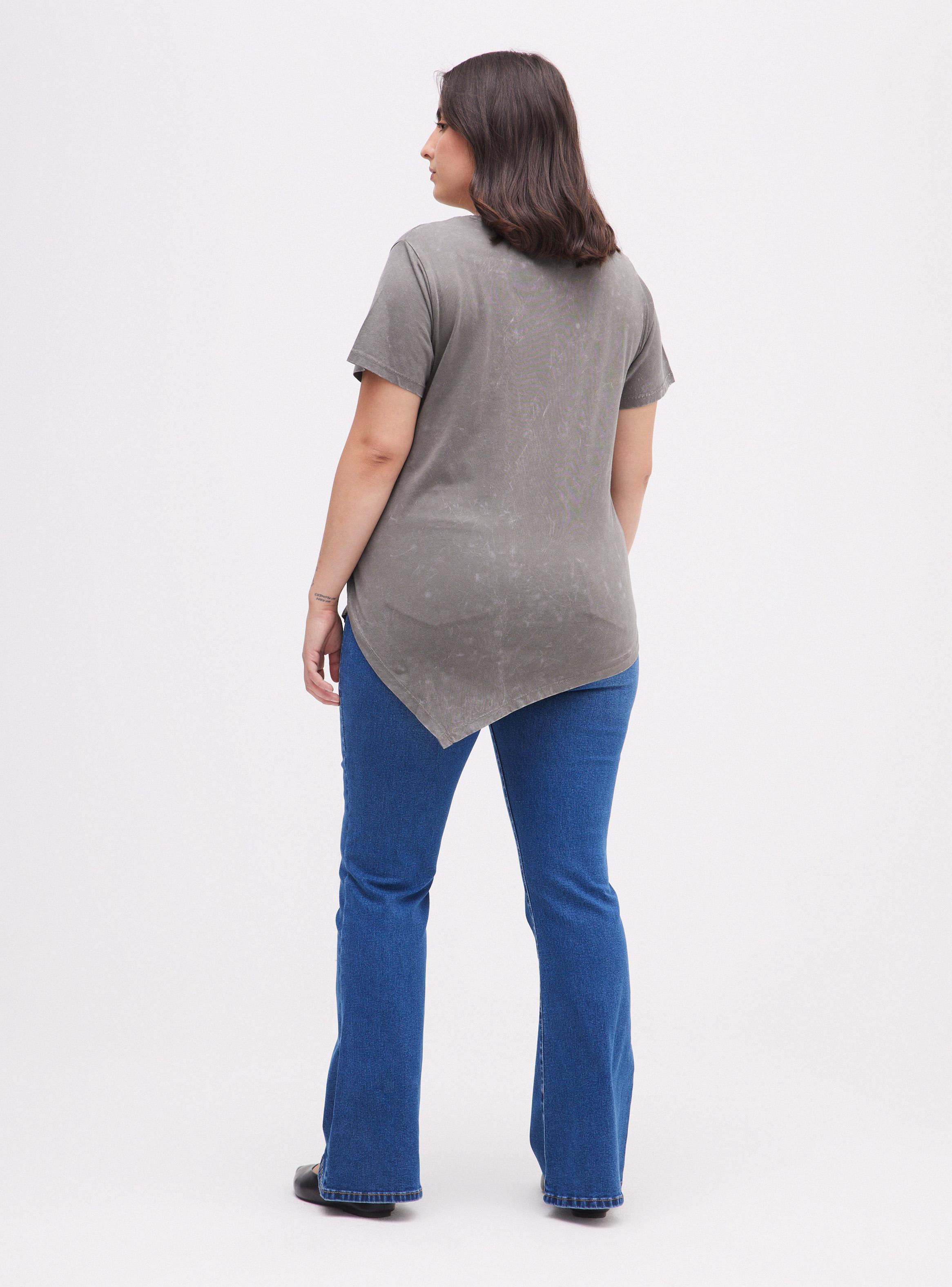 Polera con Basta en Punta y Lavado Desgastado-5