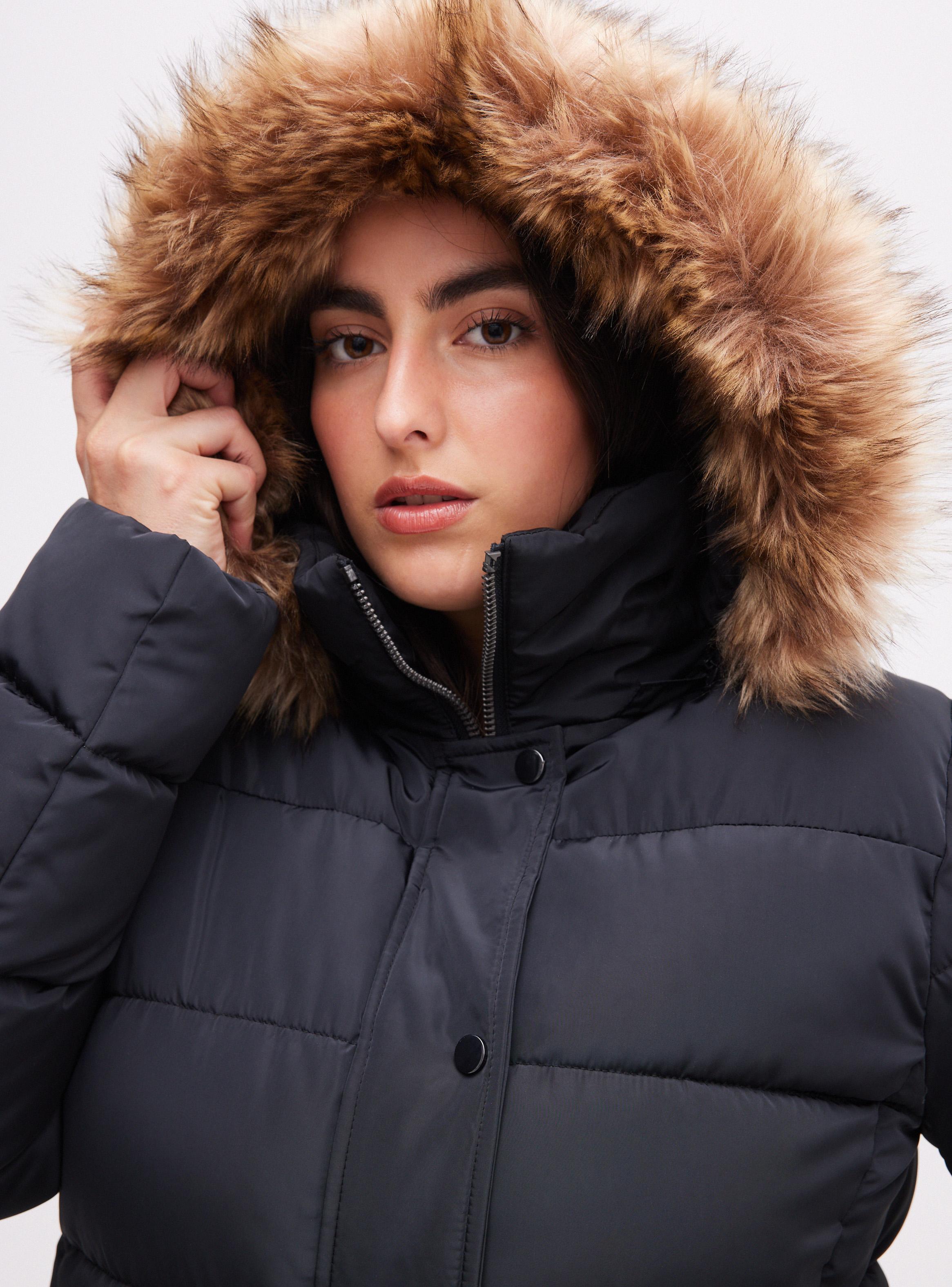 Parka Capucha con Piel Sintética-3