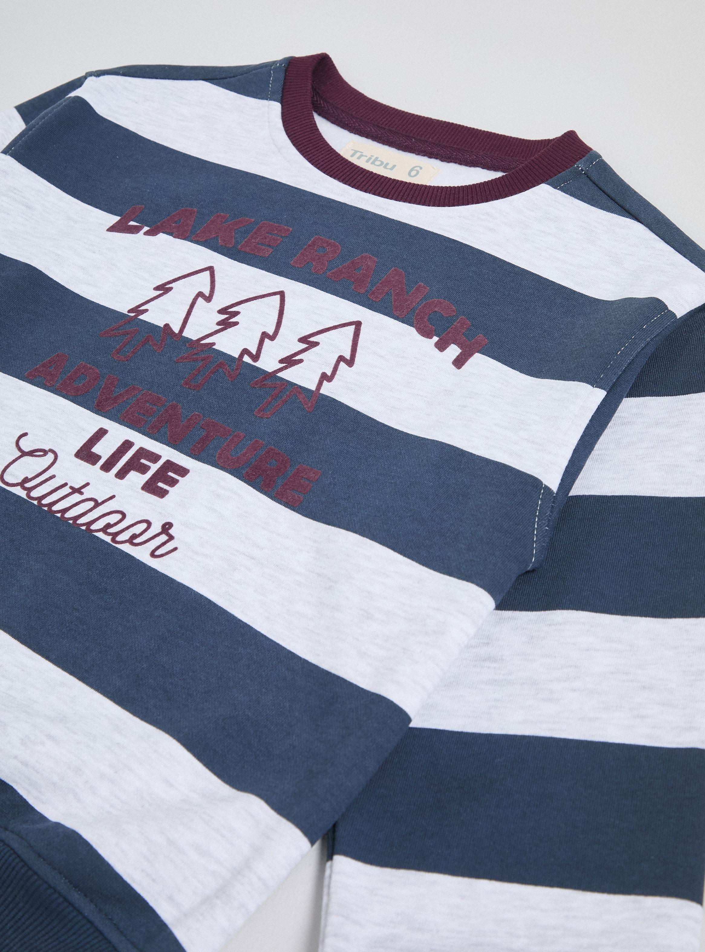 Polerón Crew Rayado y Estampado Frontal-3