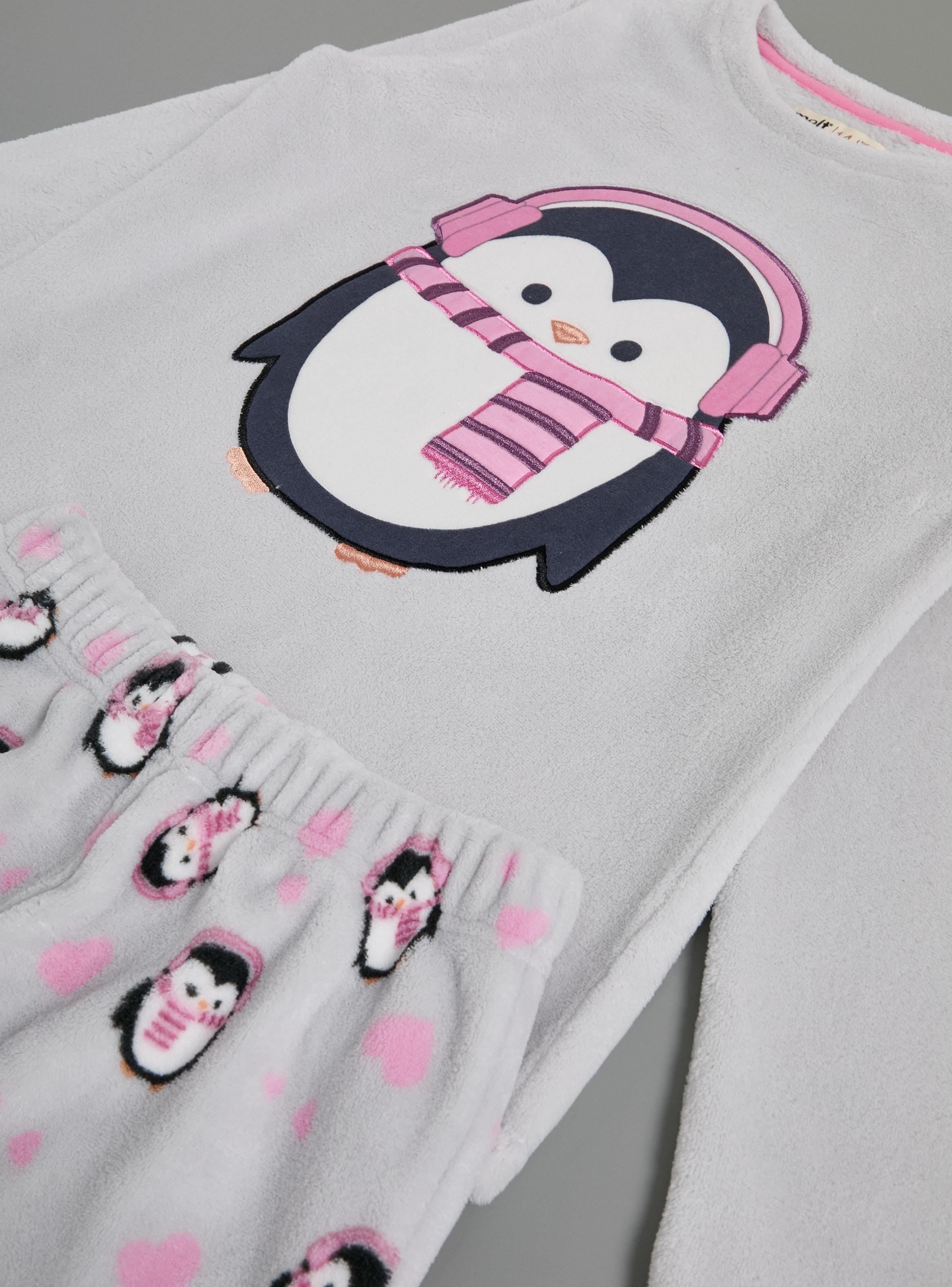 Pijama con Aplicación Bordado Bordes y Pantalón Estampado-3