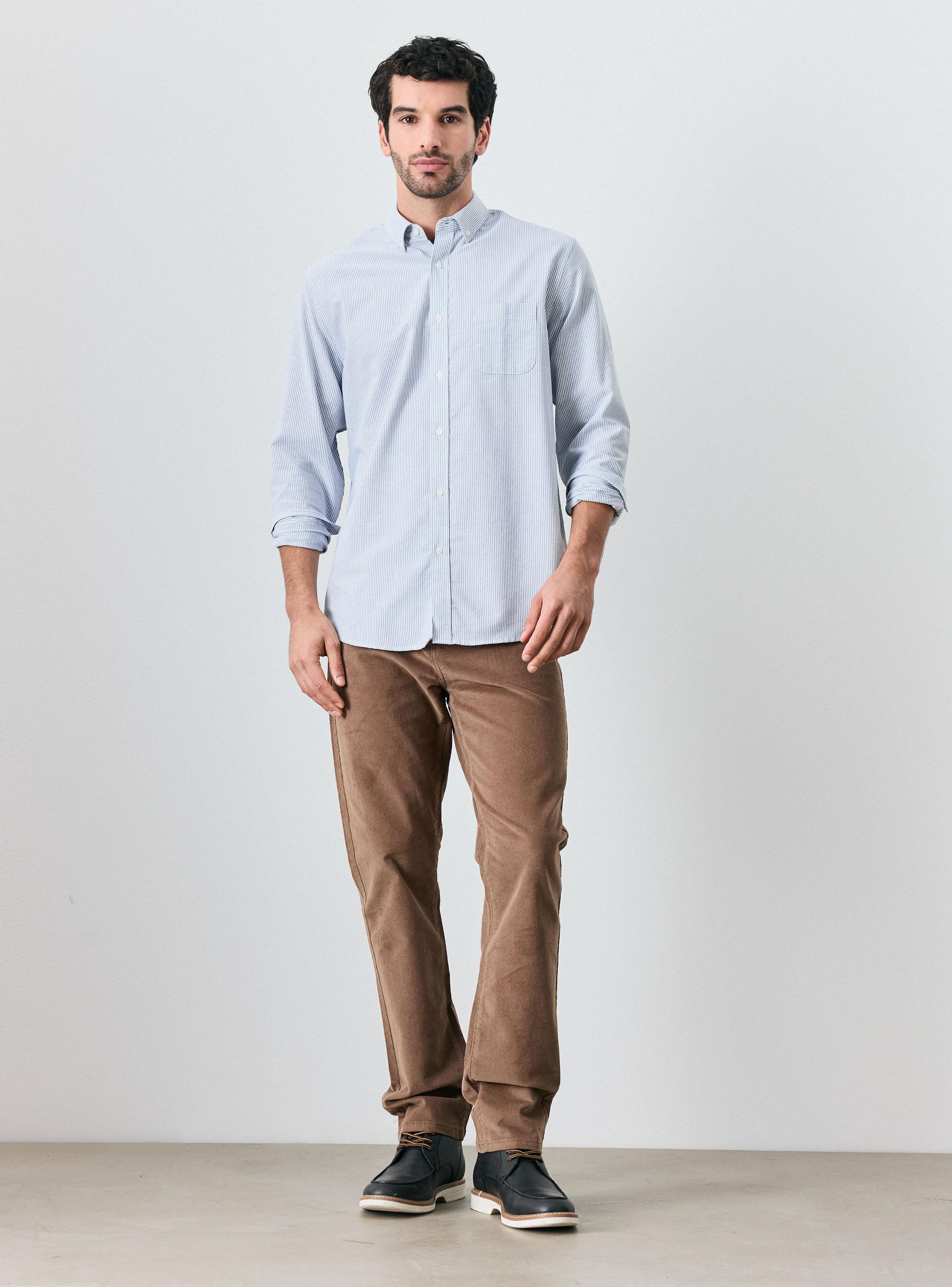 Camisa de Vestir Lineas Manga Larga-4