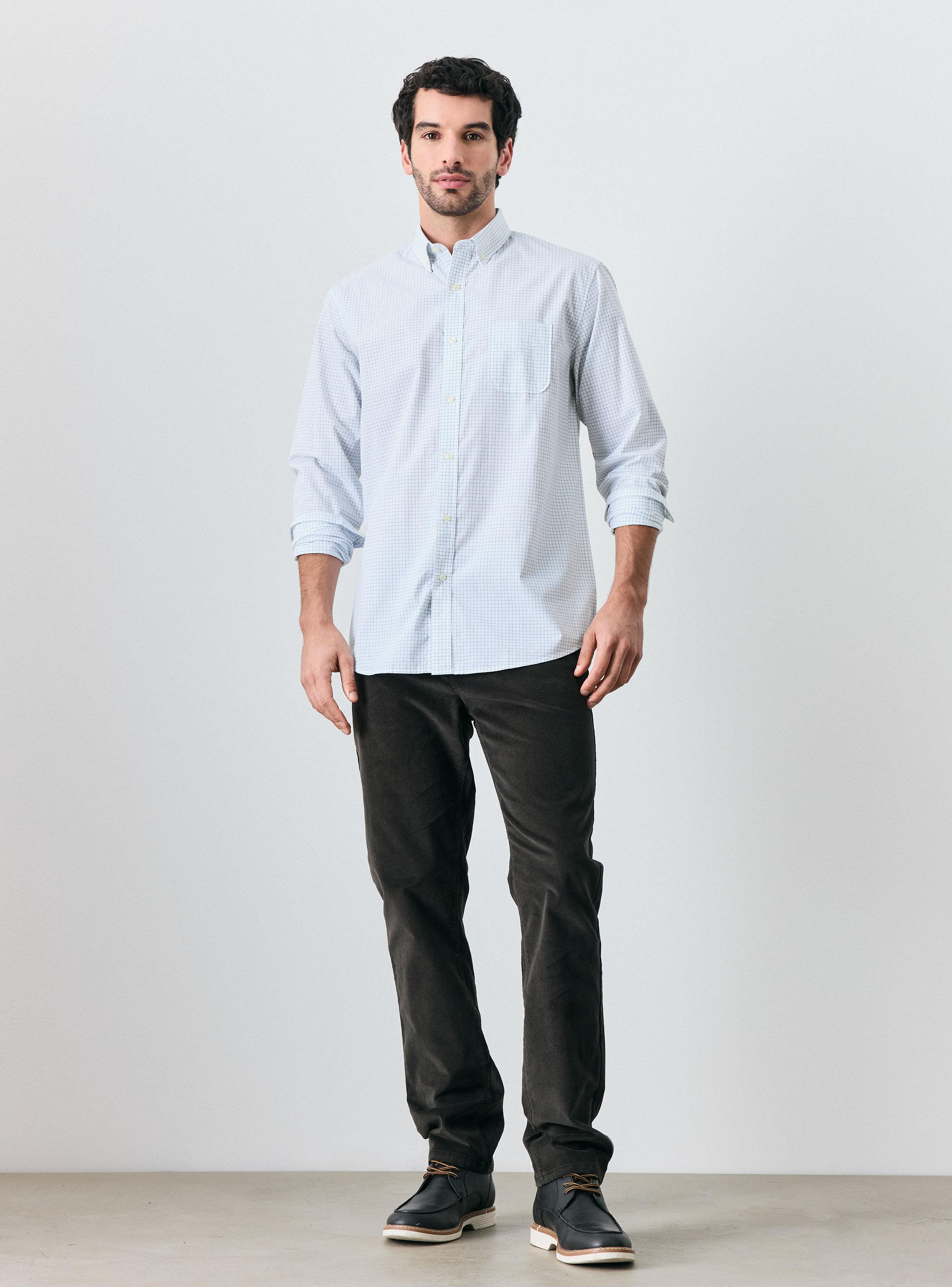 Camisa Vestir Cuadros Manga Larga-4