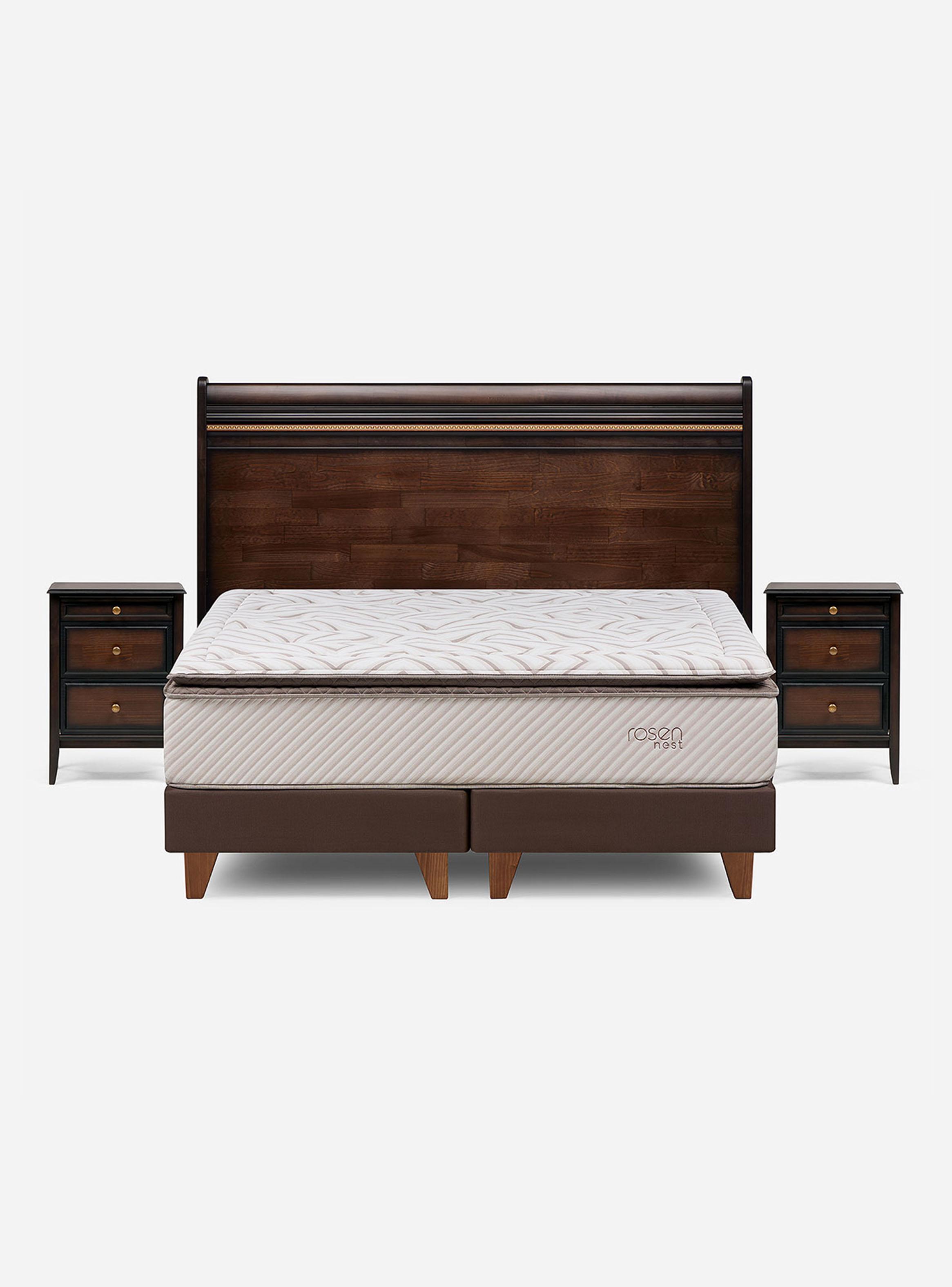 Cama Nest Opera II 2 Plazas Base Dividida + Respaldo + Veladores-1