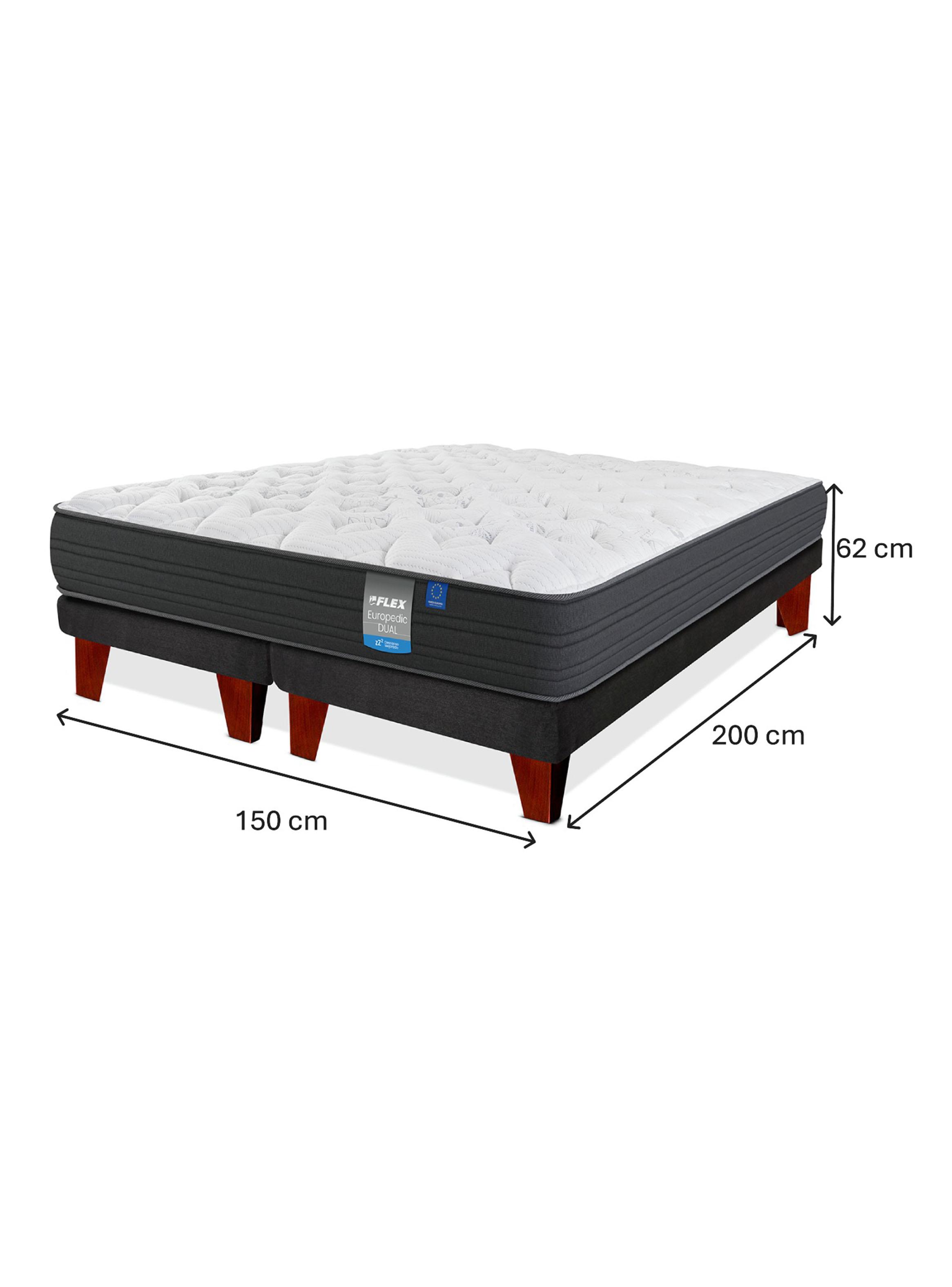 Cama Europea Europedic Dual 2 Plazas Box Base Dividida-1