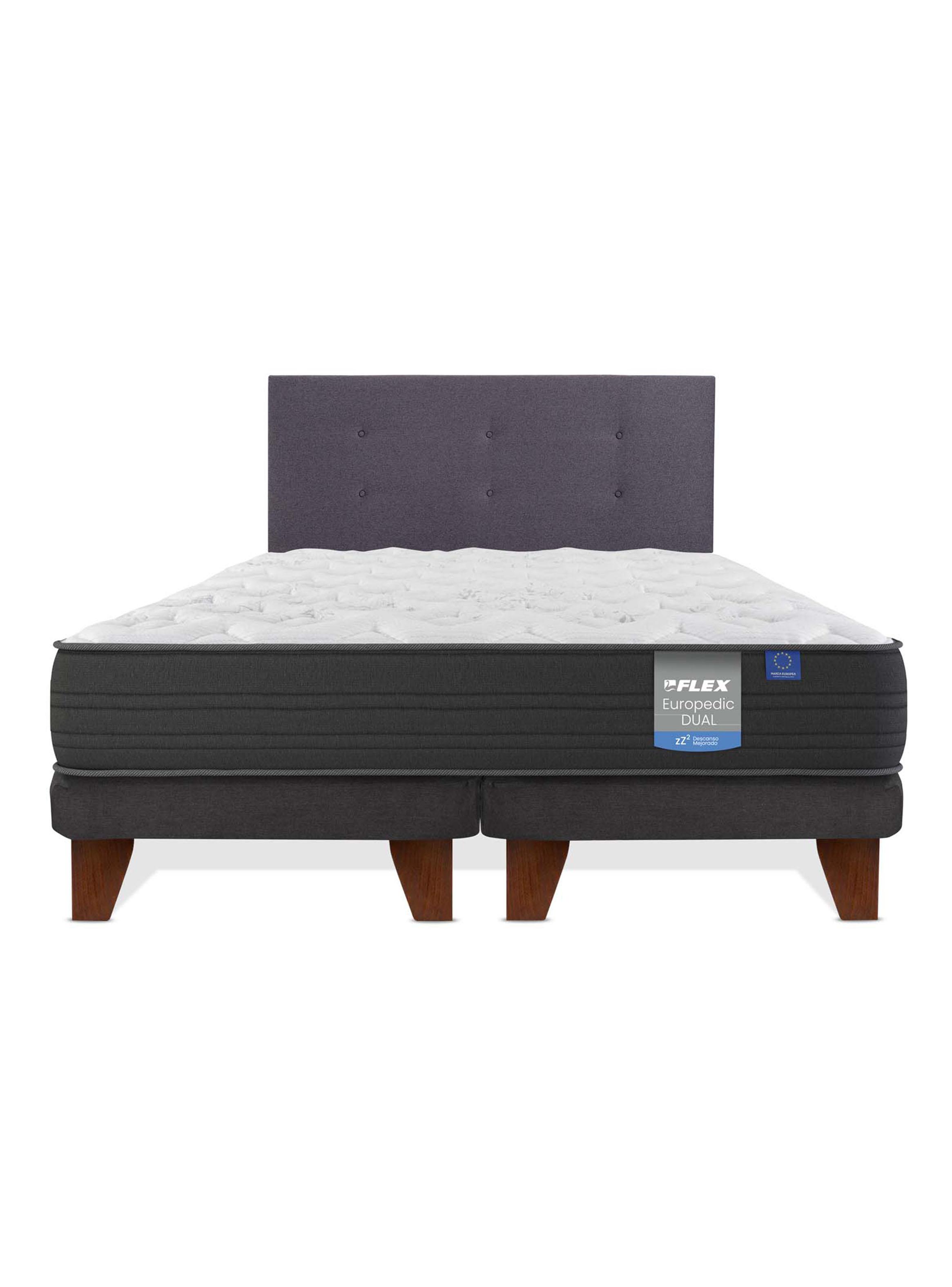 Cama Europea Europedic Dual King Base Dividida + Respaldo Royal Grafito-2