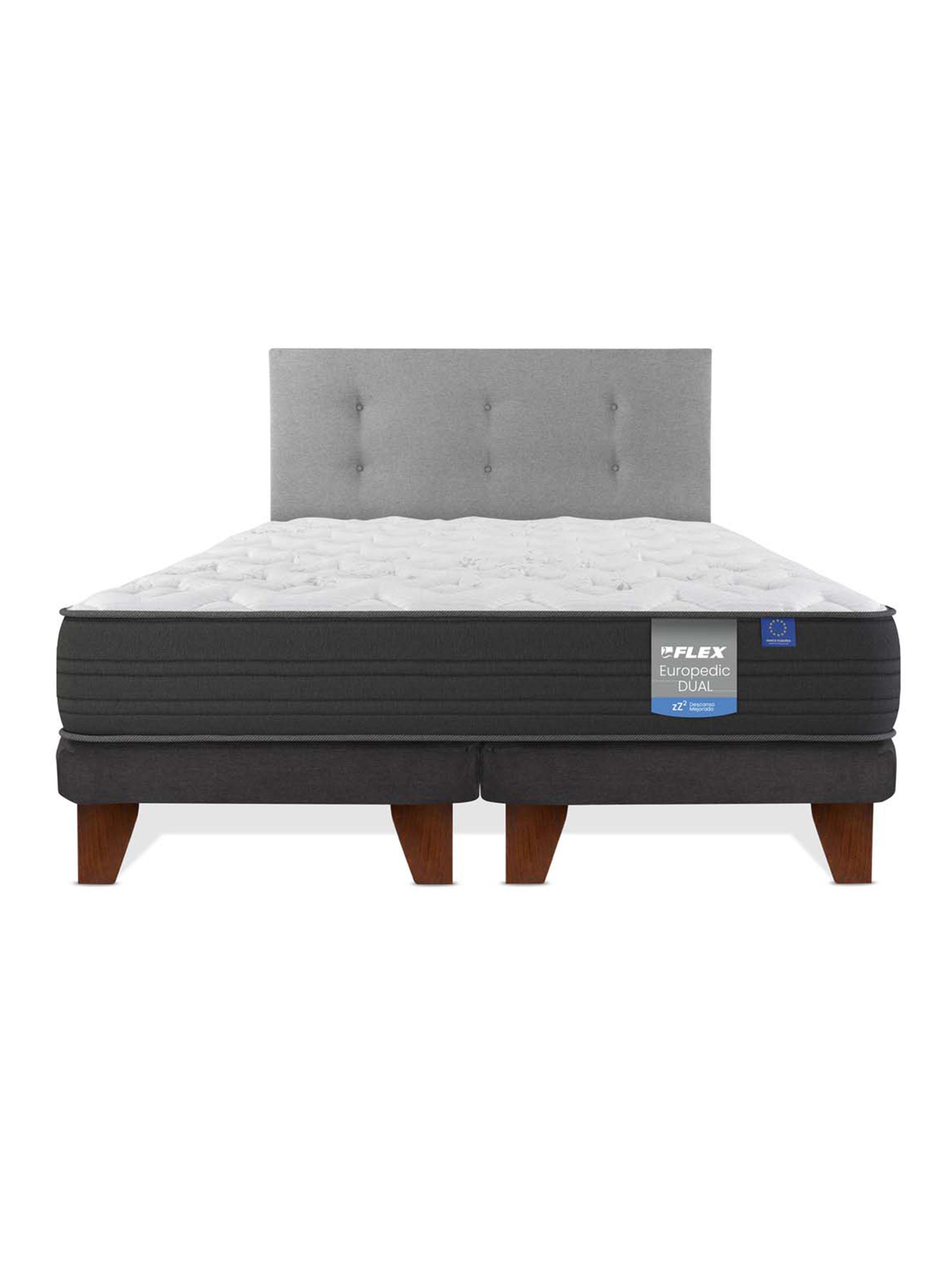 Cama Europea Europedic Dual King Base Dividida + Respaldo Royal Gris-2
