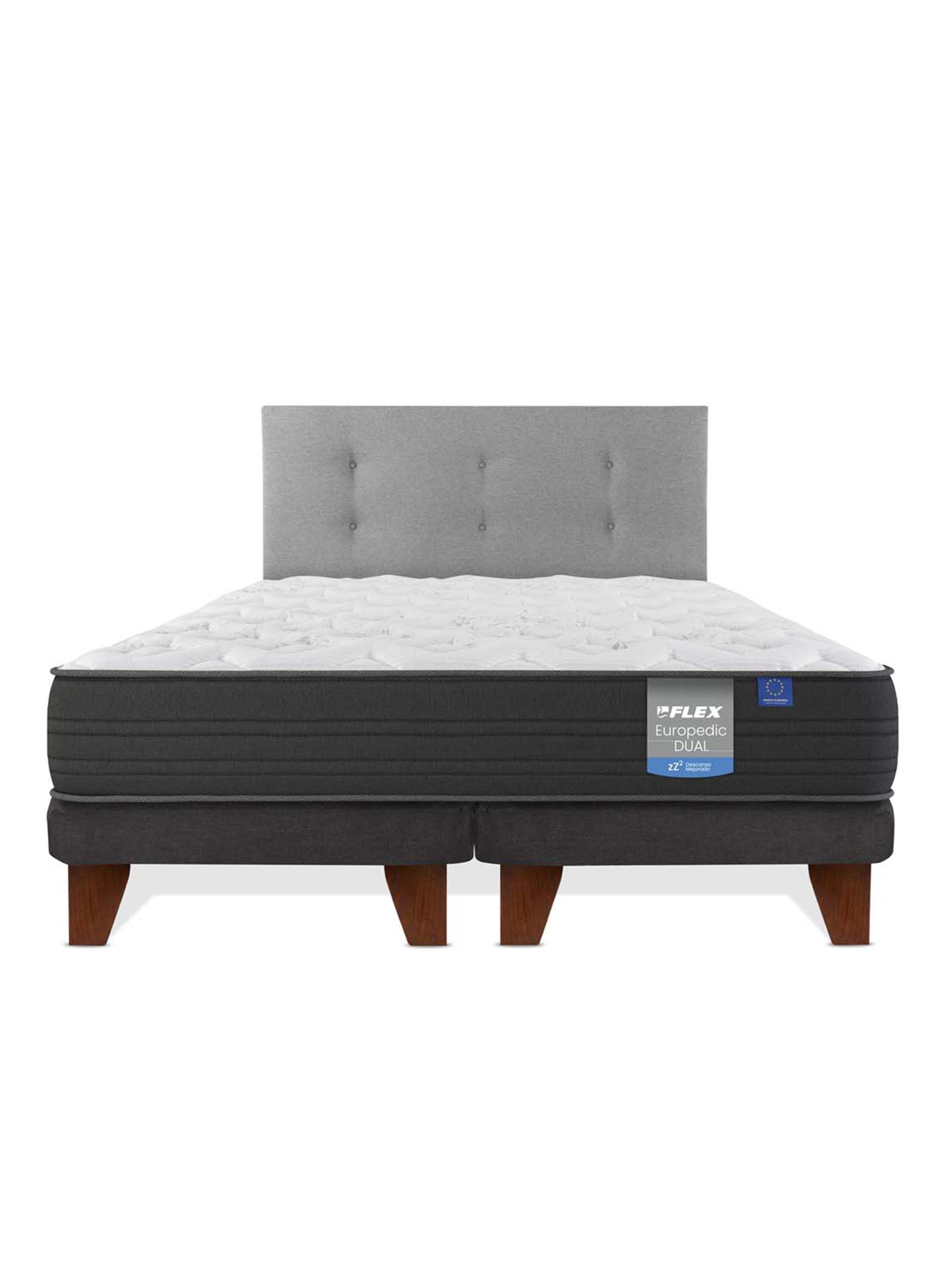 Cama Europea Europedic Dual King Base Dividida + Respaldo Royal Gris-2