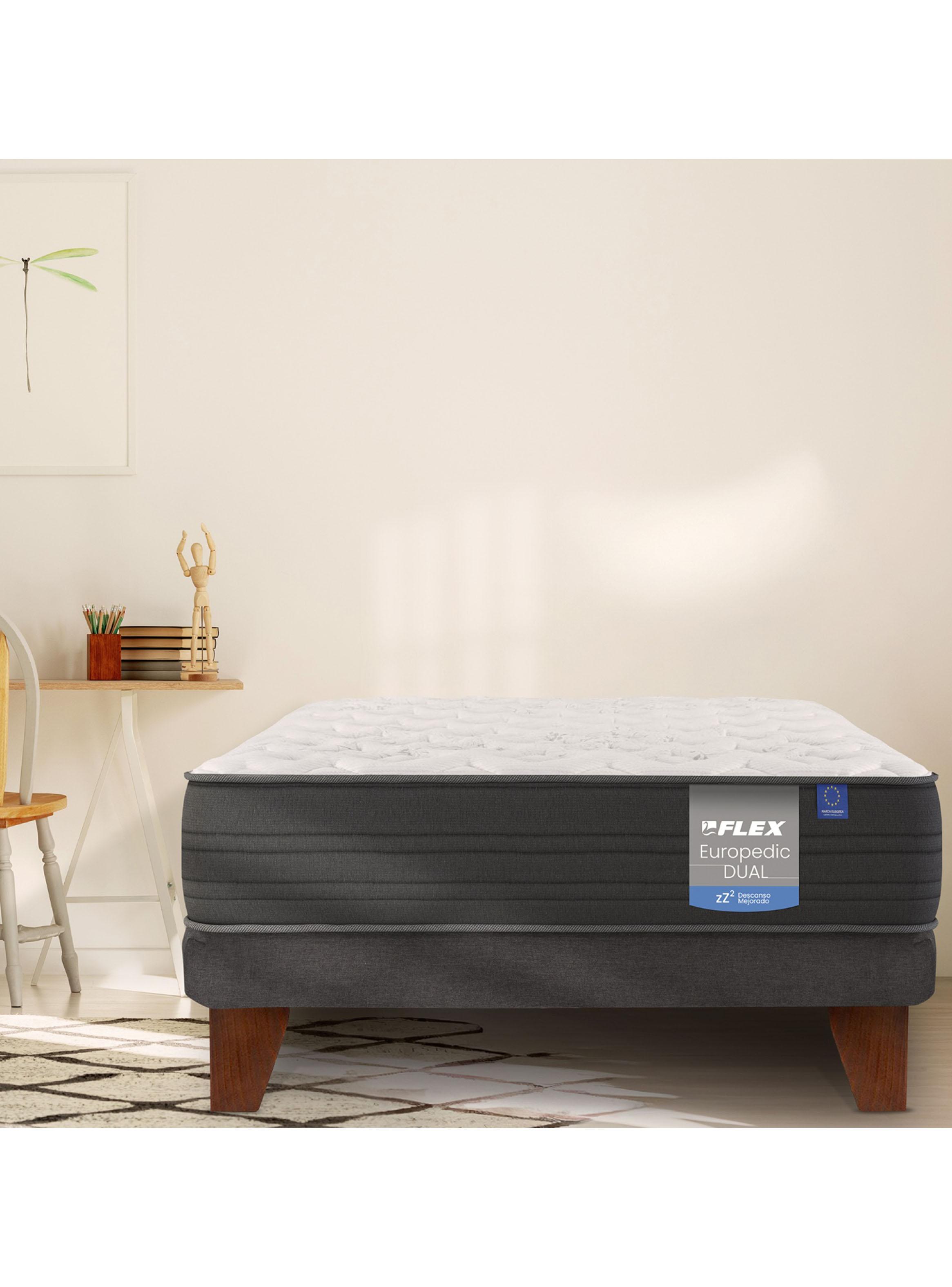 Cama Europea Europedic Dual 1 Plaza Base Normal + Respaldo Royal Negro-5