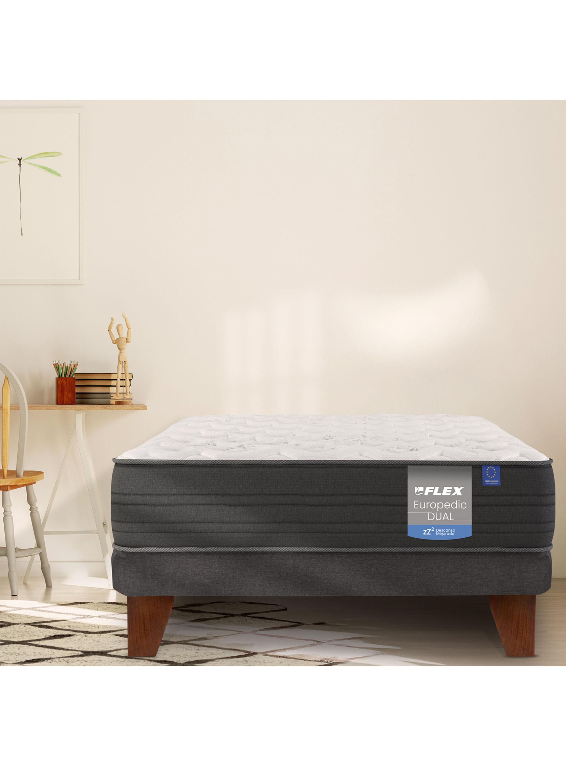 Cama Europea Europedic Dual 1 Plaza Base Normal + Respaldo Royal Negro-5