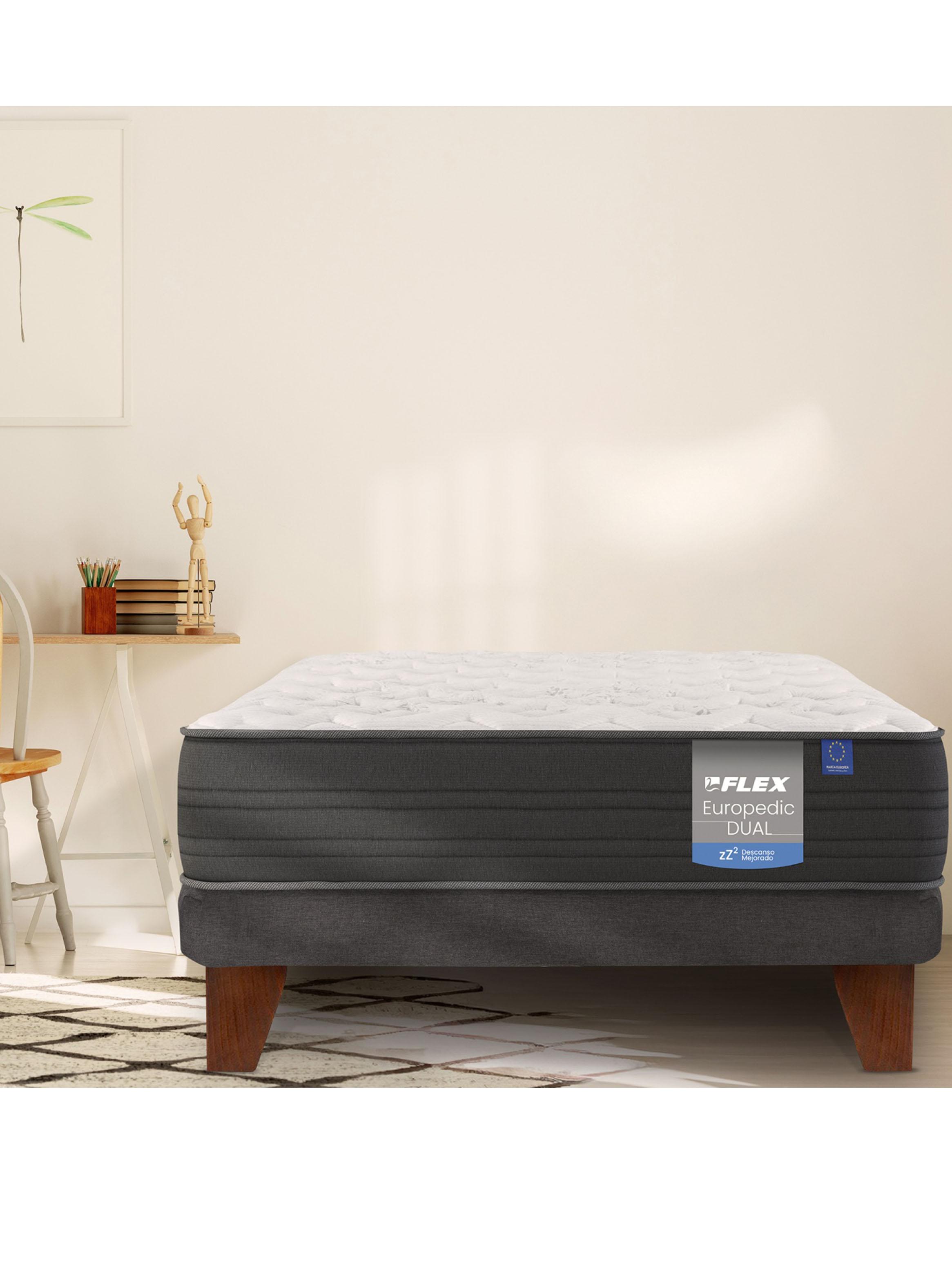 Cama Europea Europedic Dual 1.5 Plazas Base Normal + Respaldo Royal Grafito-5