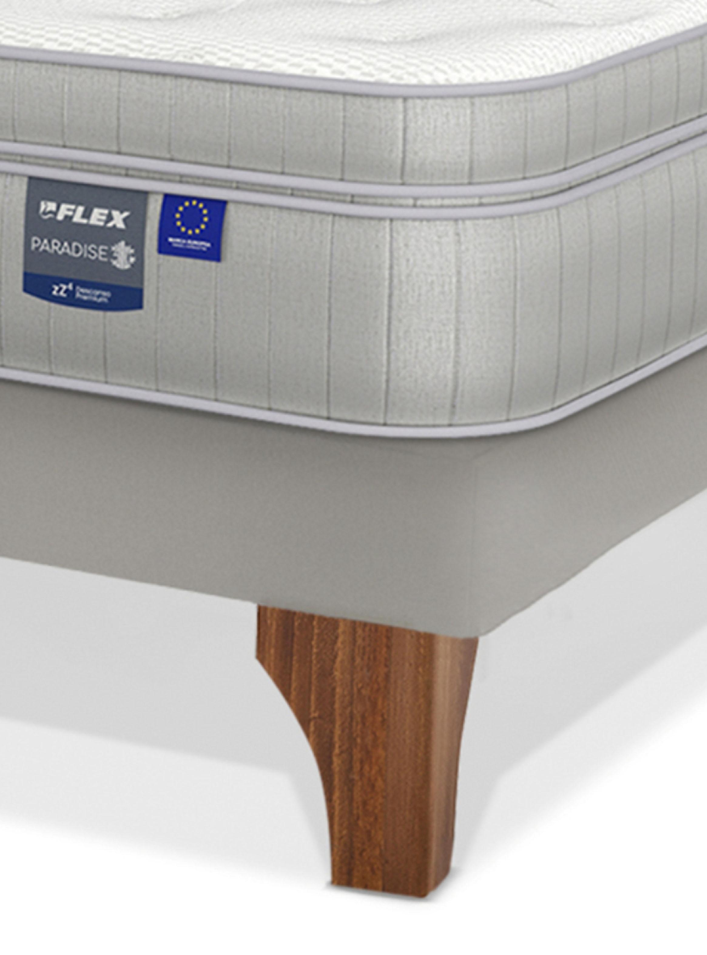 Cama Europea Arena  Paradise  1.5 Plazas Base Normal + Respaldo Almendra + Velador Roma-3