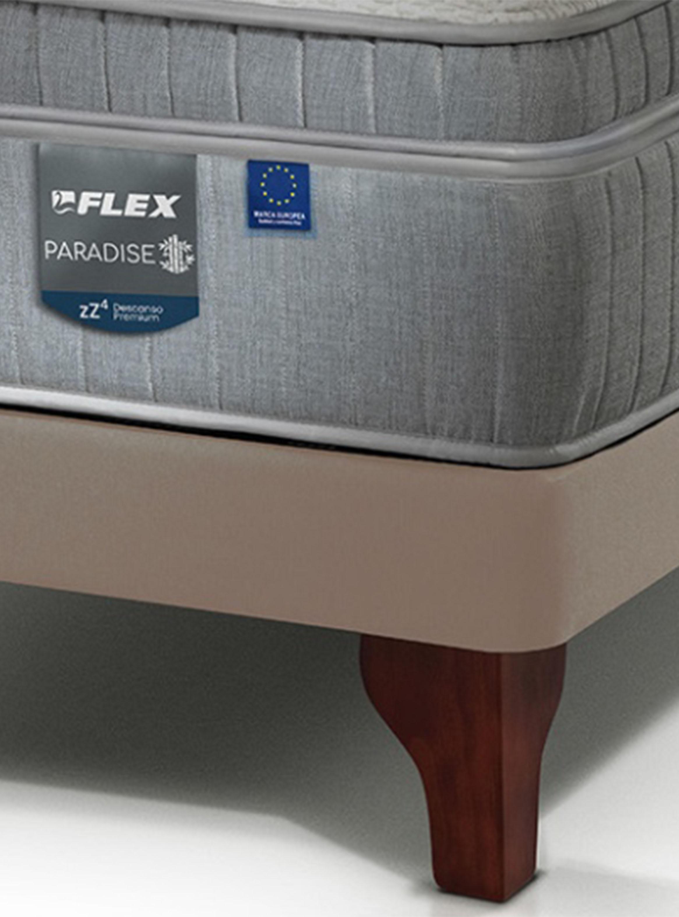 Cama Europea Arena  Paradise  1.5 Plazas + Respaldo Almendra + Velador Roma-4