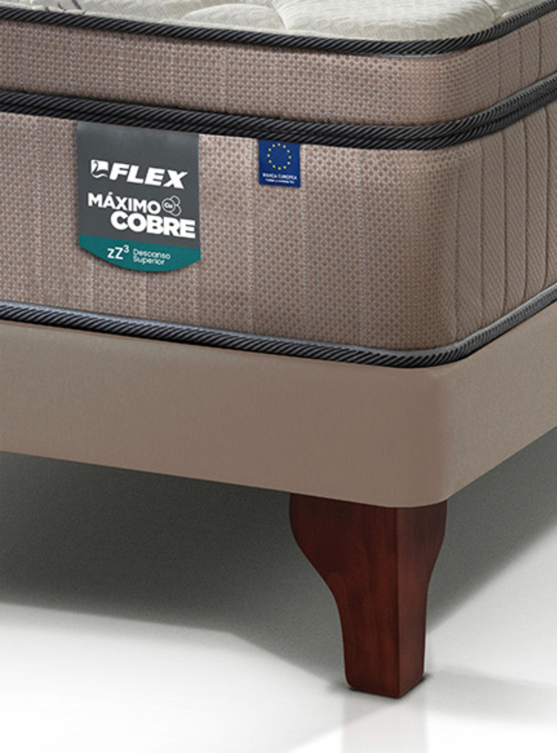 Cama Europea Arena Máximo Cobre 1.5 Plazas Base Normal + Respaldo Almendra + Velador Roma-3