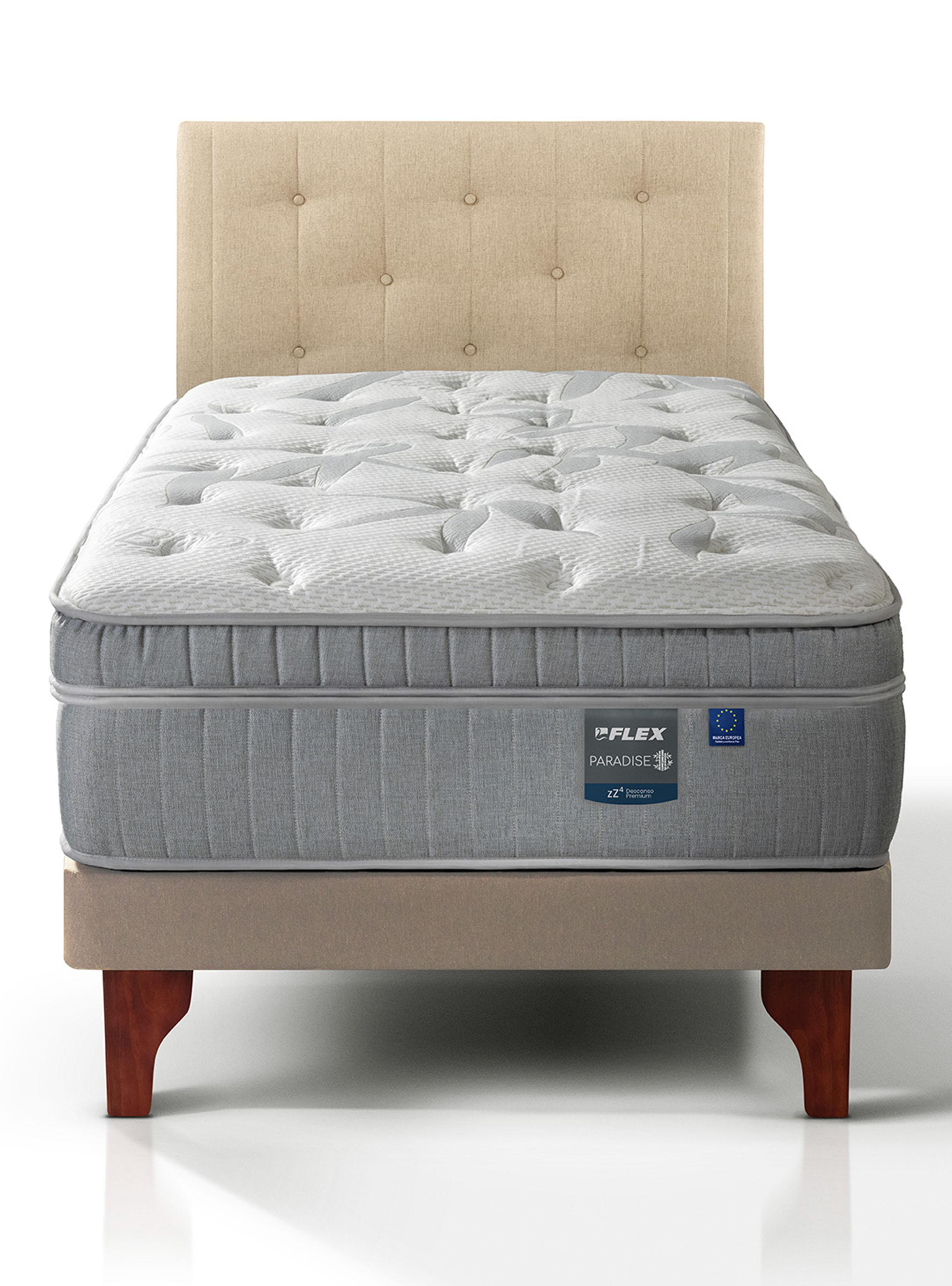 Cama Europea Arena  Paradise  1.5 Plazas + Respaldo Almendra-1