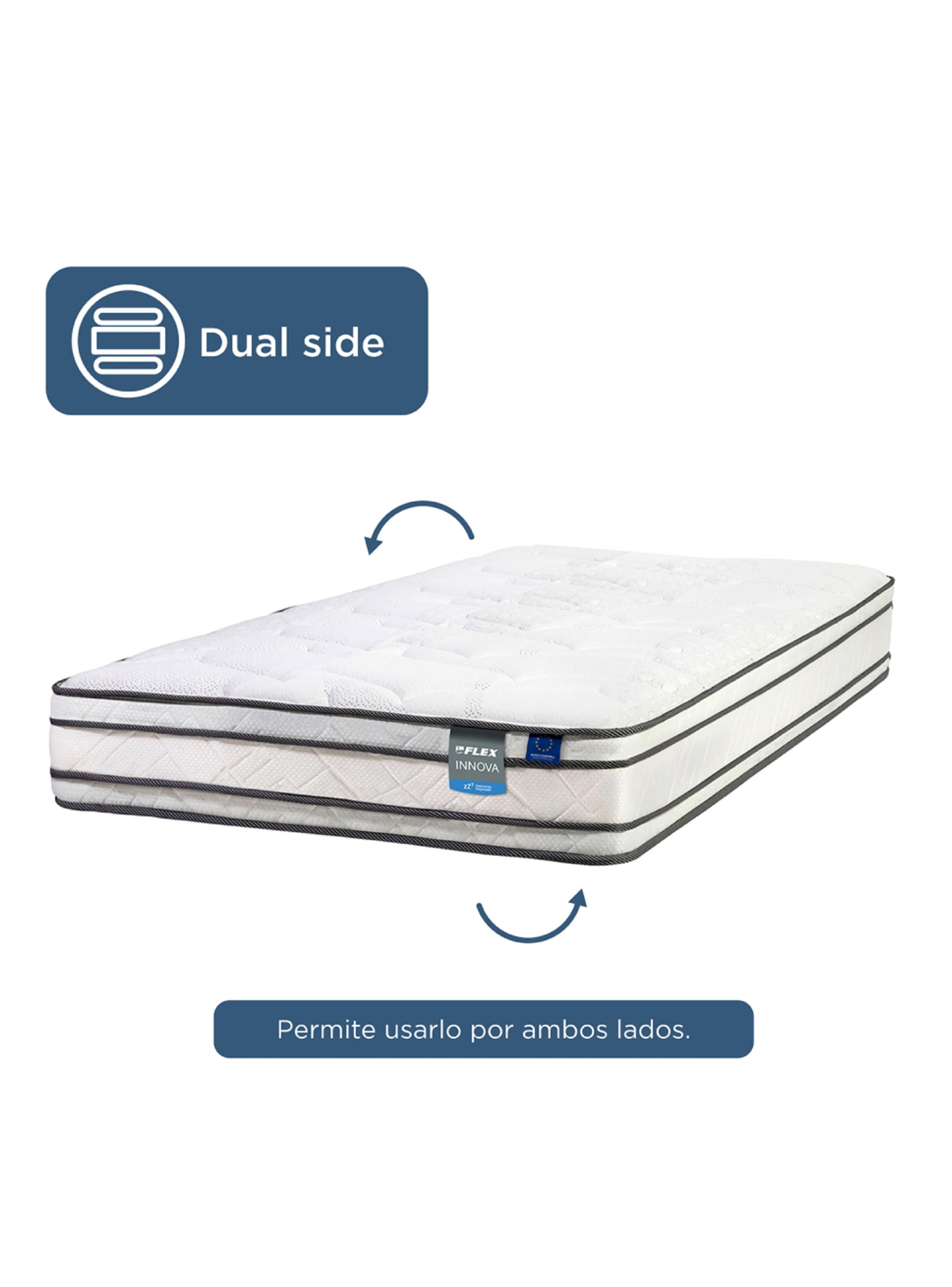 Cama Europea Arena Innova  1.5 Plazas Base Normal + Respaldo Almendra + Velador Roma-4