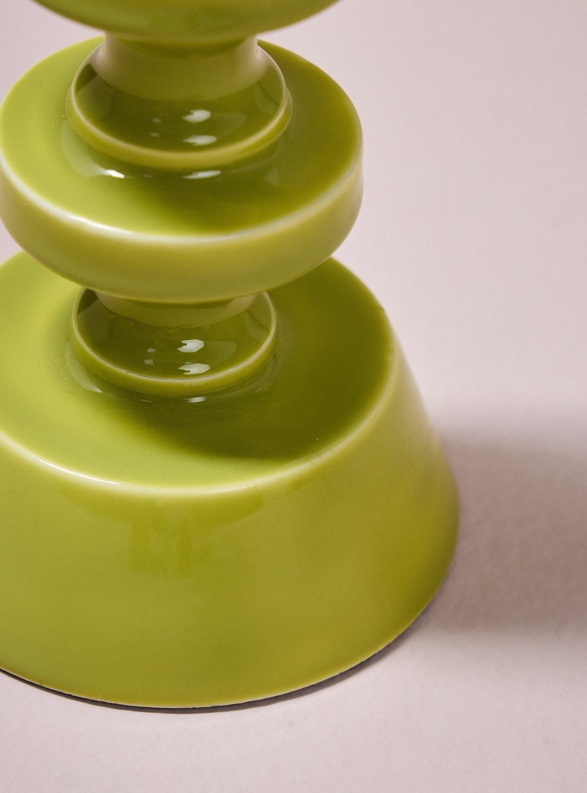 Candelabro Verde Limón Ecléctica 8x8x20 cm-2