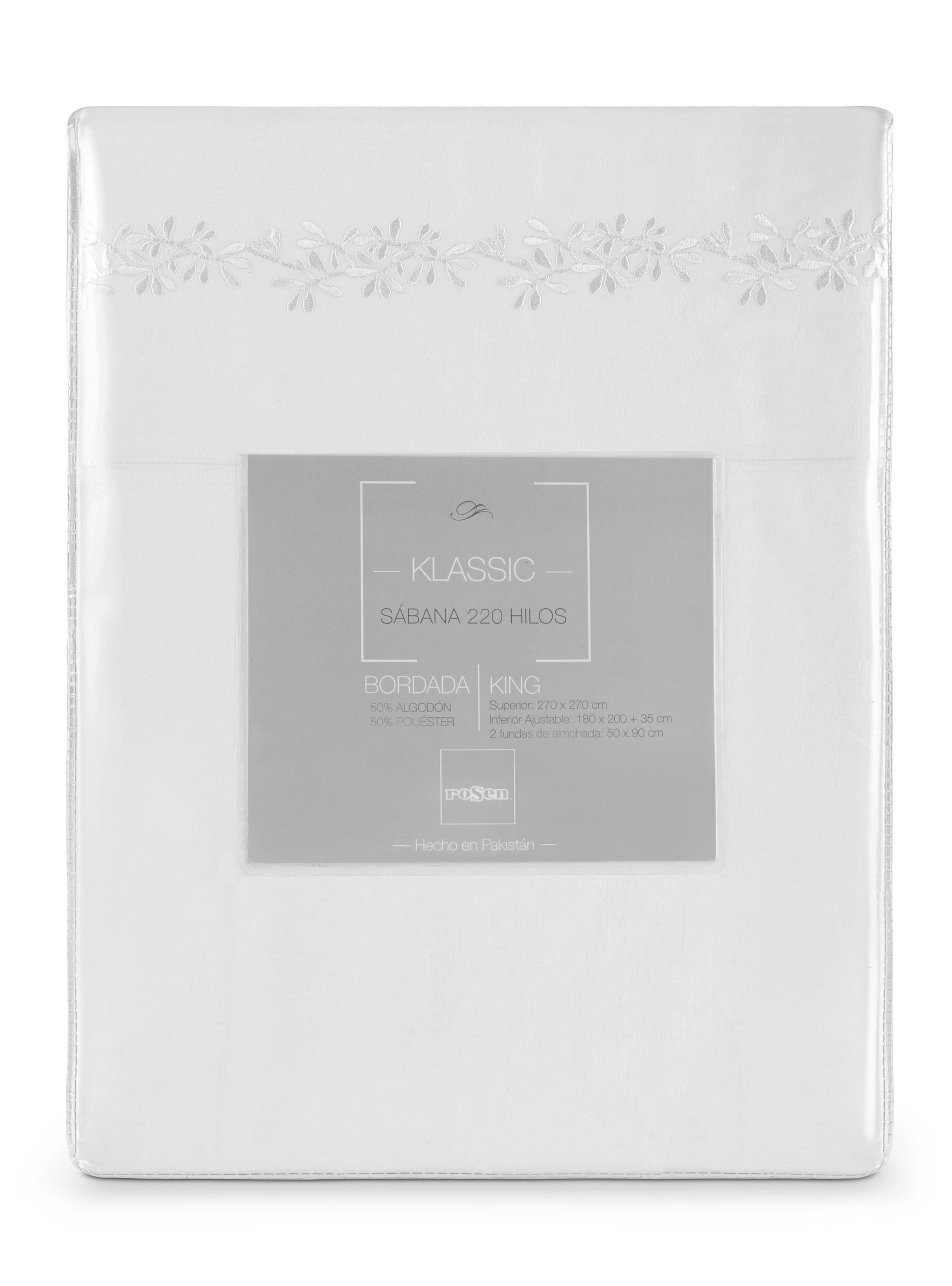 Sábana 2 Plazas Bordada Botánica Blanca 220 Hilos-5