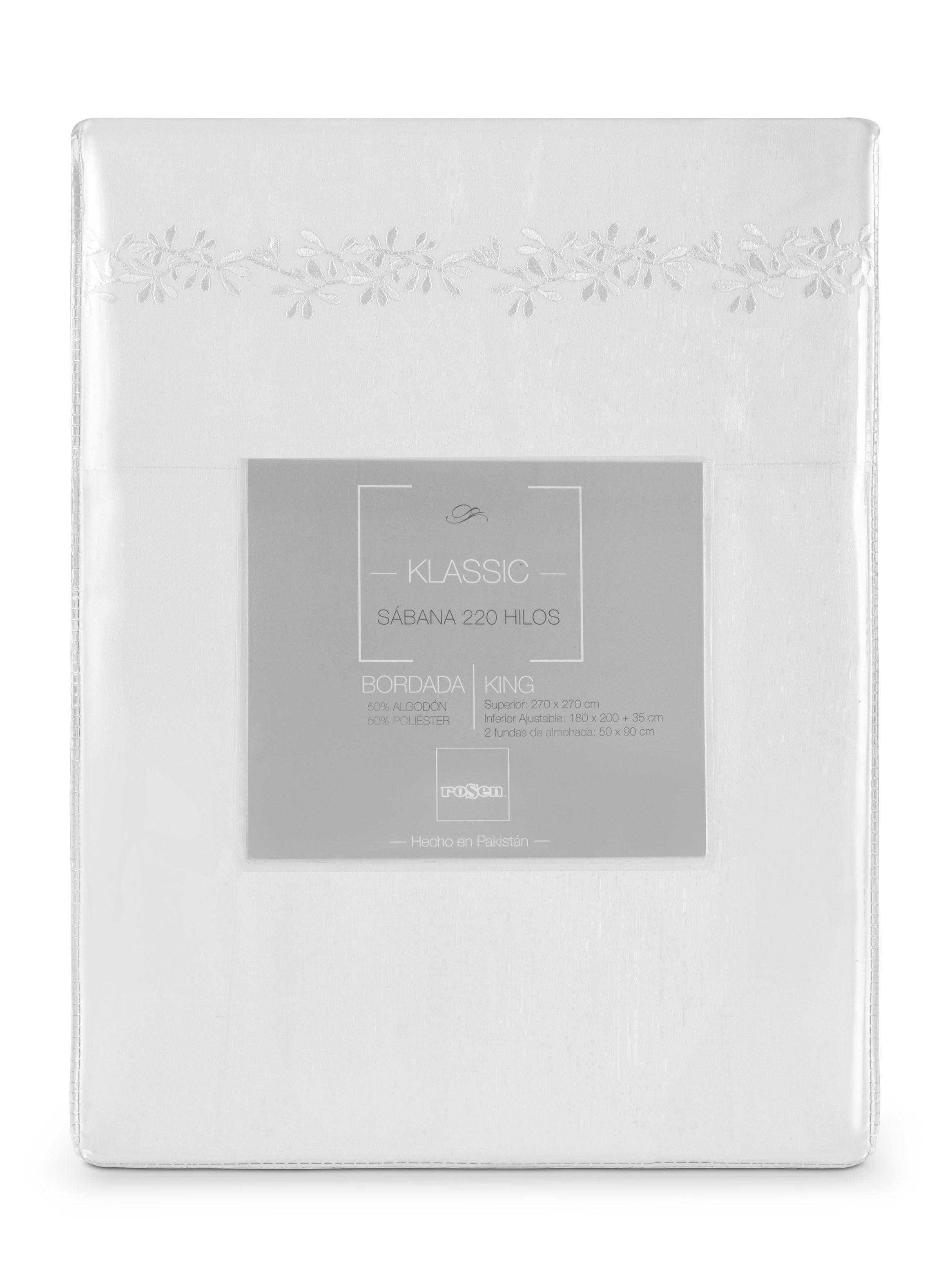 Sábana King Bordada Botánica Blanca 220 Hilos-2