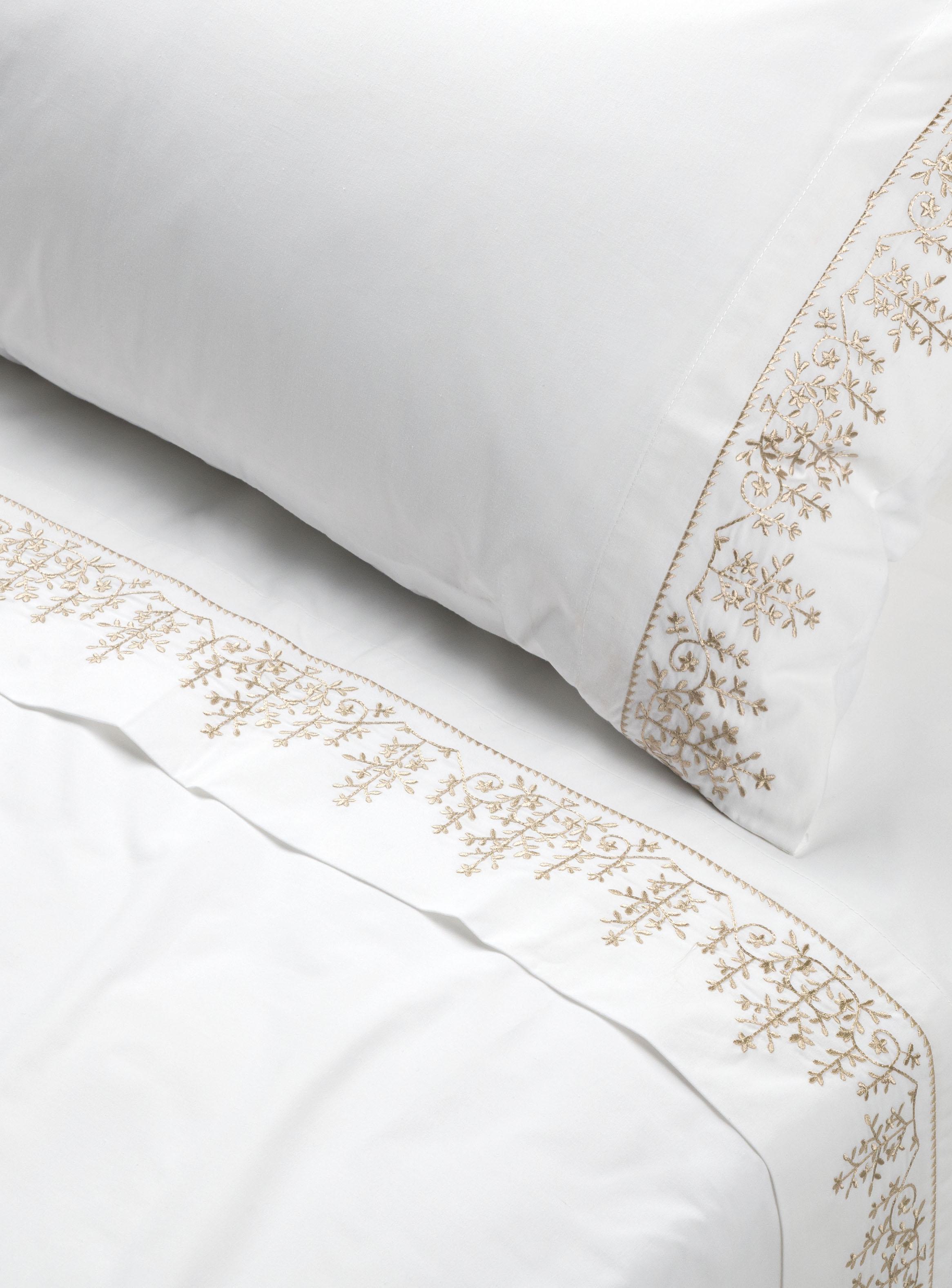 Sábana 2 Plazas Bordada Floral Blanca 220 Hilos-0